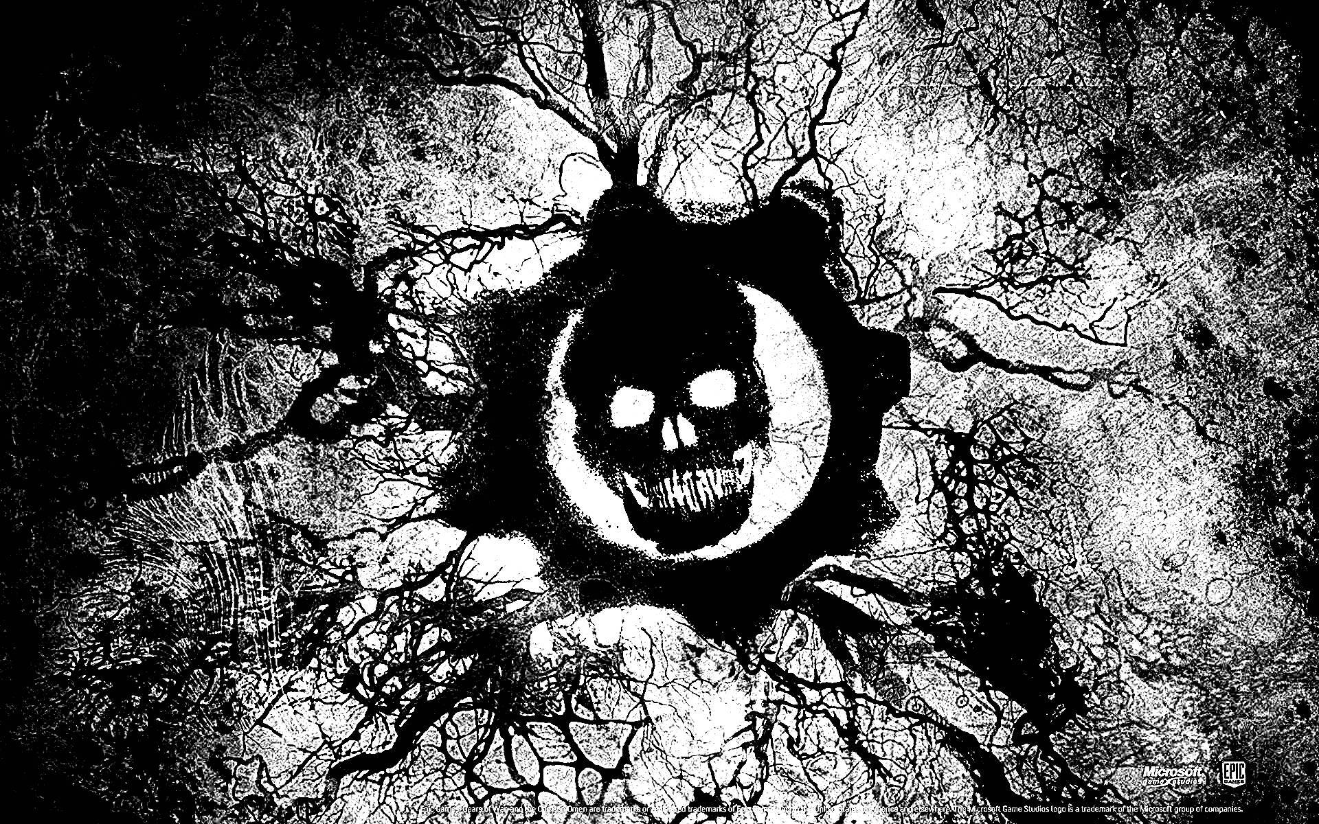 Gears Of War Black Skull Background