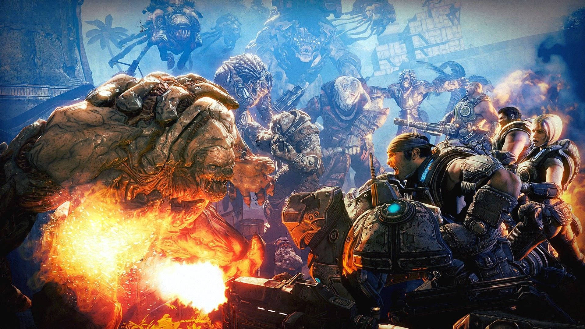 Gears Of War Monster Fight Background