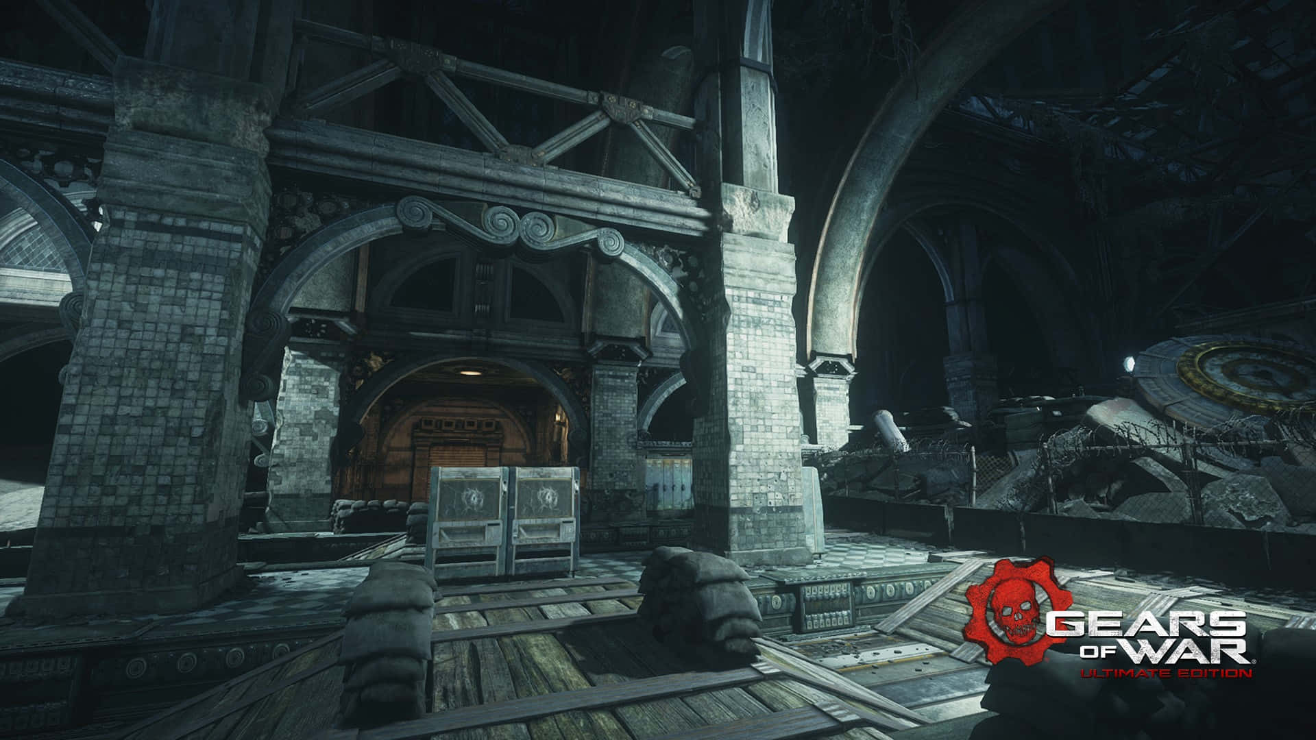 Gears Of War U E_ Abandoned Cathedral Interior Background