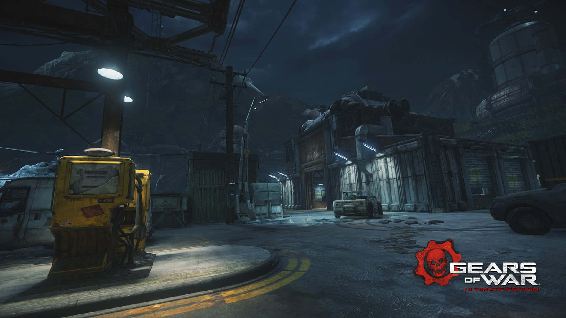 Gears Of War U E_ Nighttime Outpost Scene Background