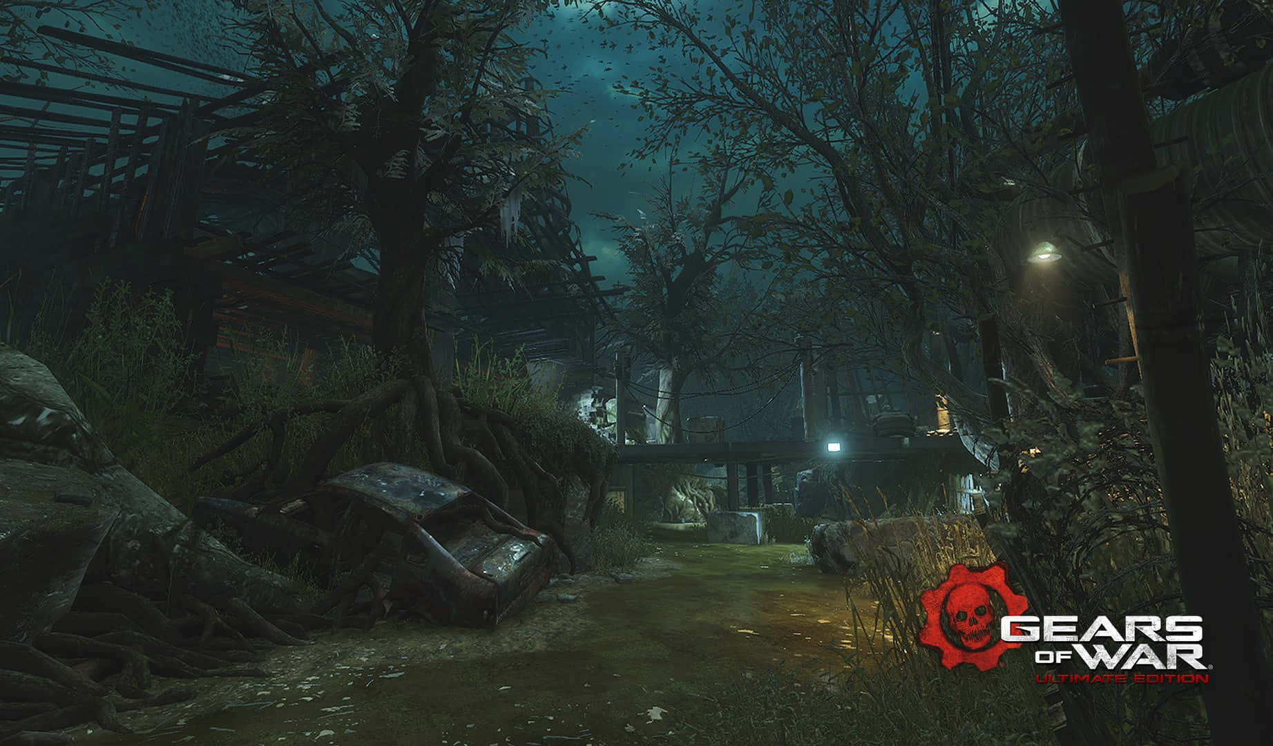 Gears Of War U E_ Nighttime Ruins Scene Background