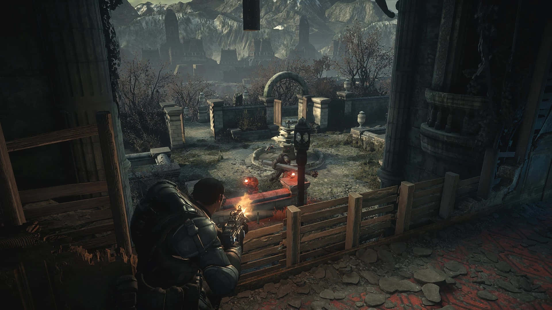 Gears Of War U E_ Tactical Cover In Cemetery Background