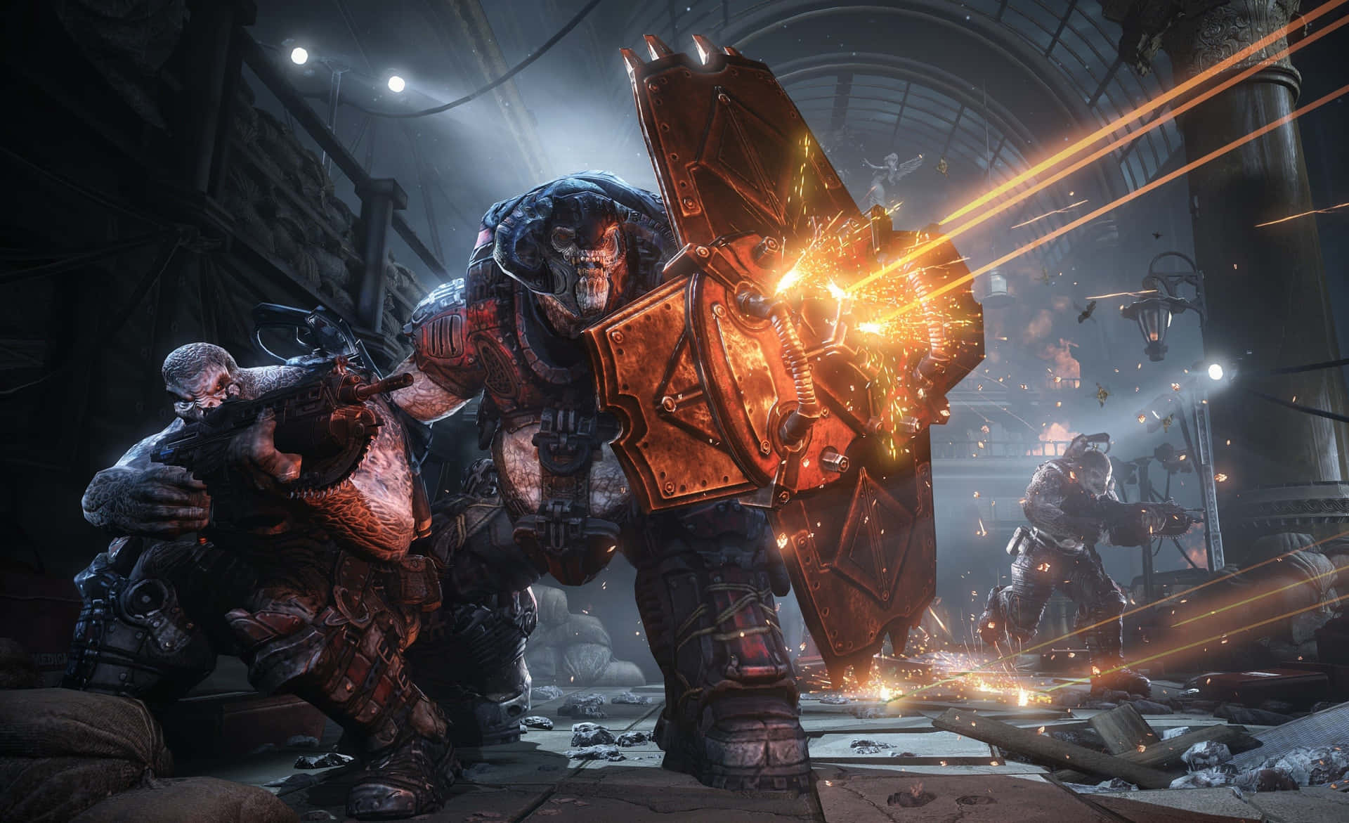 Gears Of War Ultimate Edition Intense Battle Scene Background