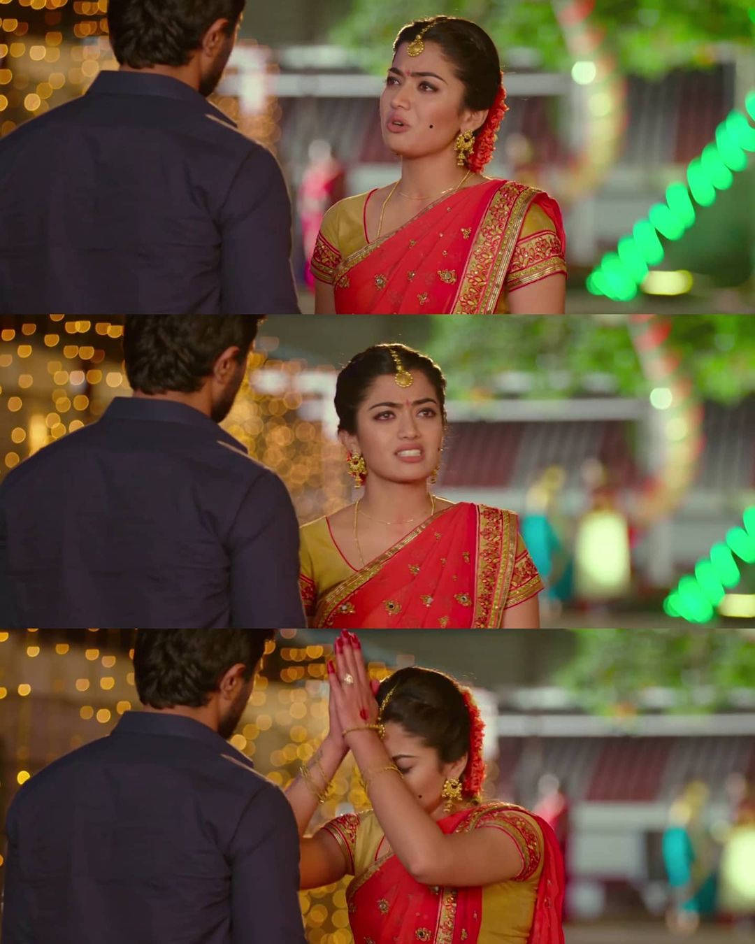 Geetha Govindam Geetha Red Sari Arguing Background