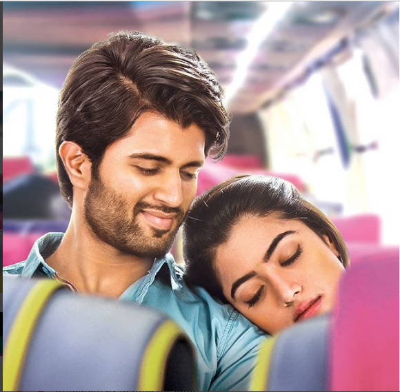 Geetha Govindam Pair On Bus Background