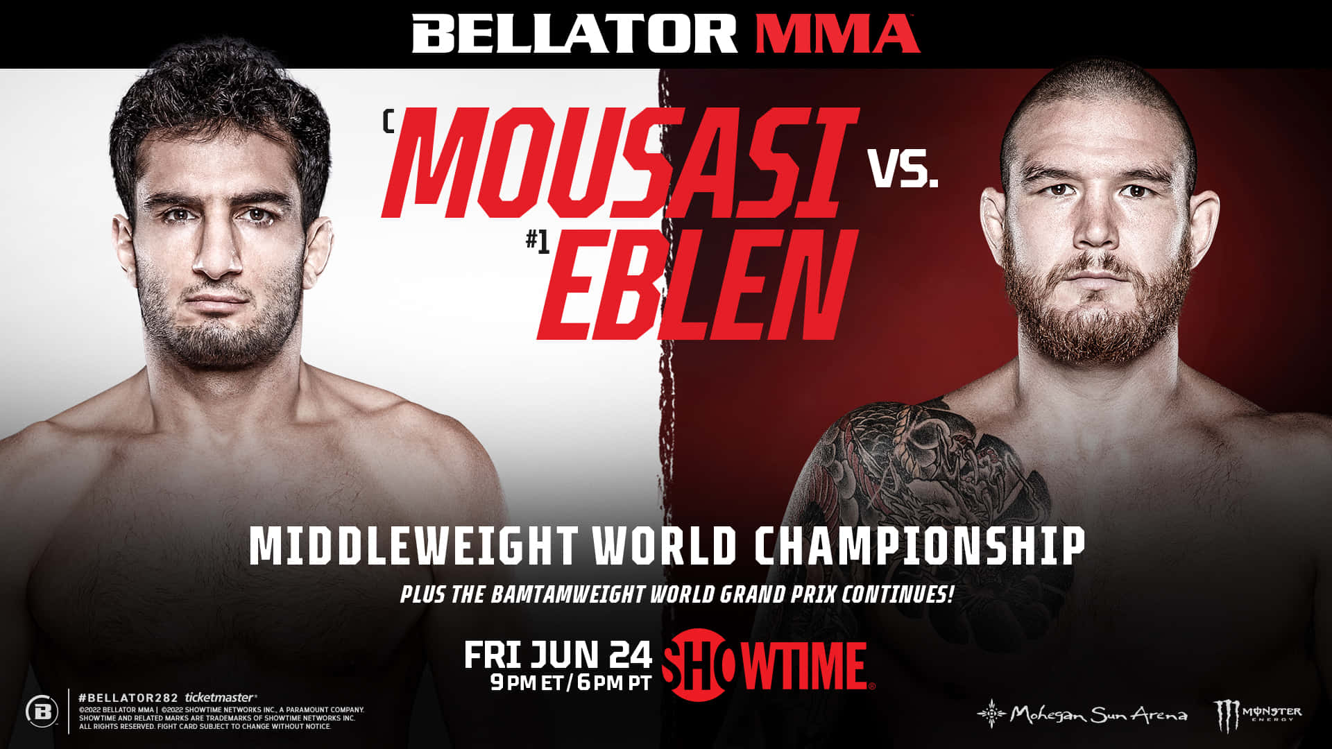 Gegard Mousasi In Pre-fight Match Poster Against Johnny Eblen Background