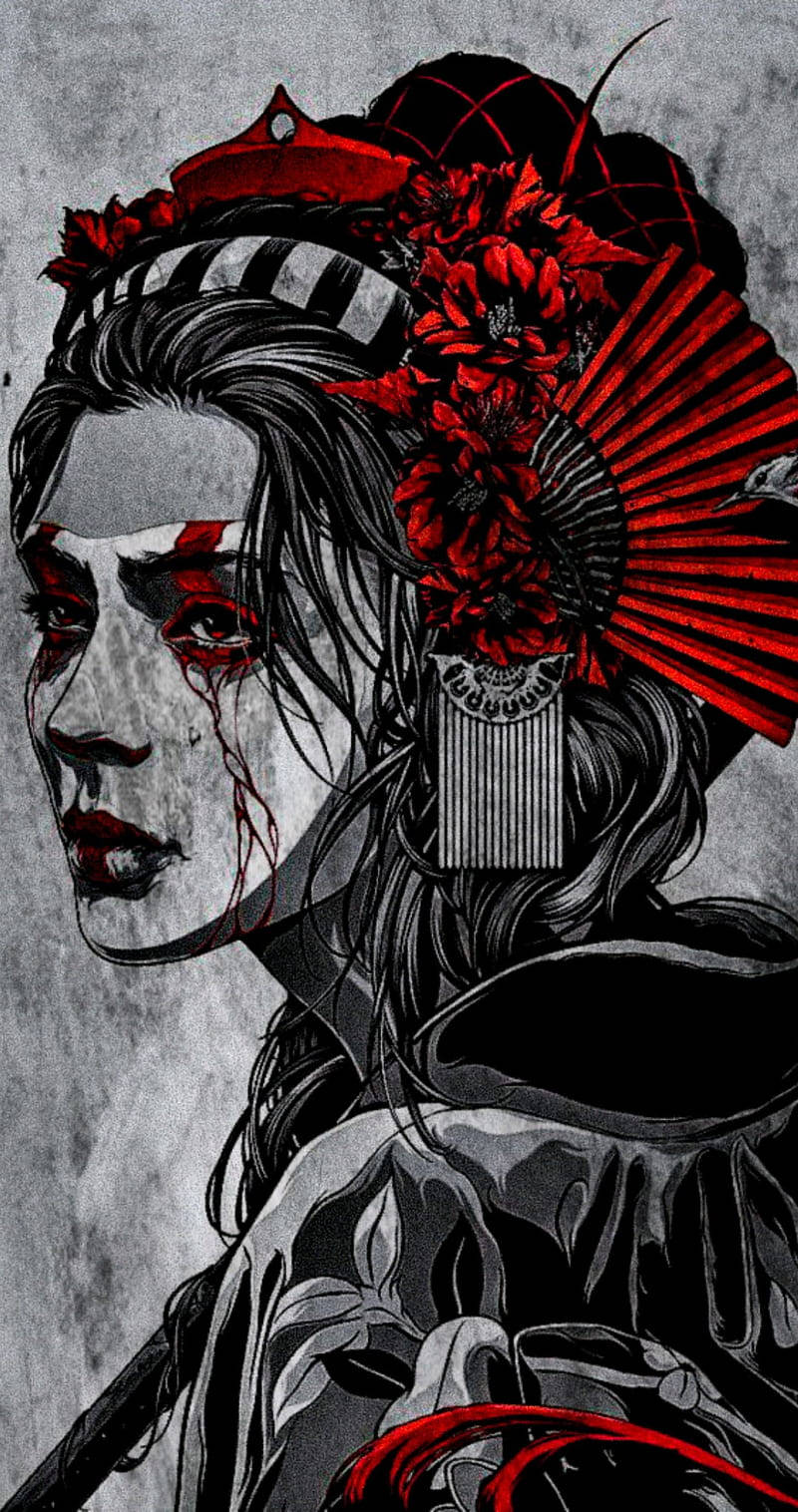 Geisha Blood Tears Portrait Background