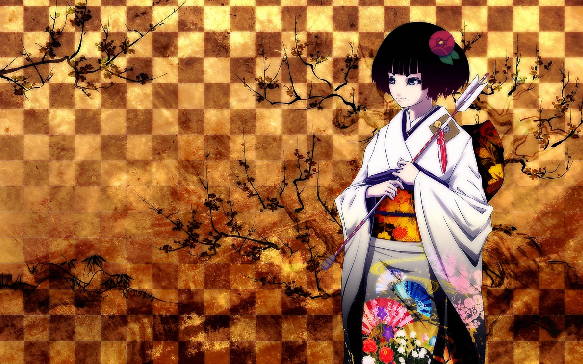 Geisha Checkered Background