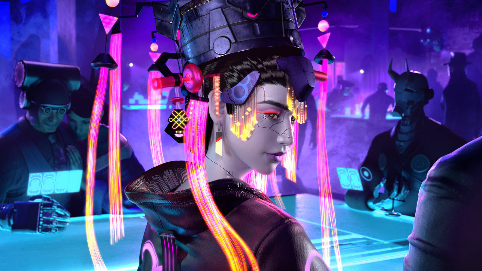 Geisha Futuristic Vaporwave Style