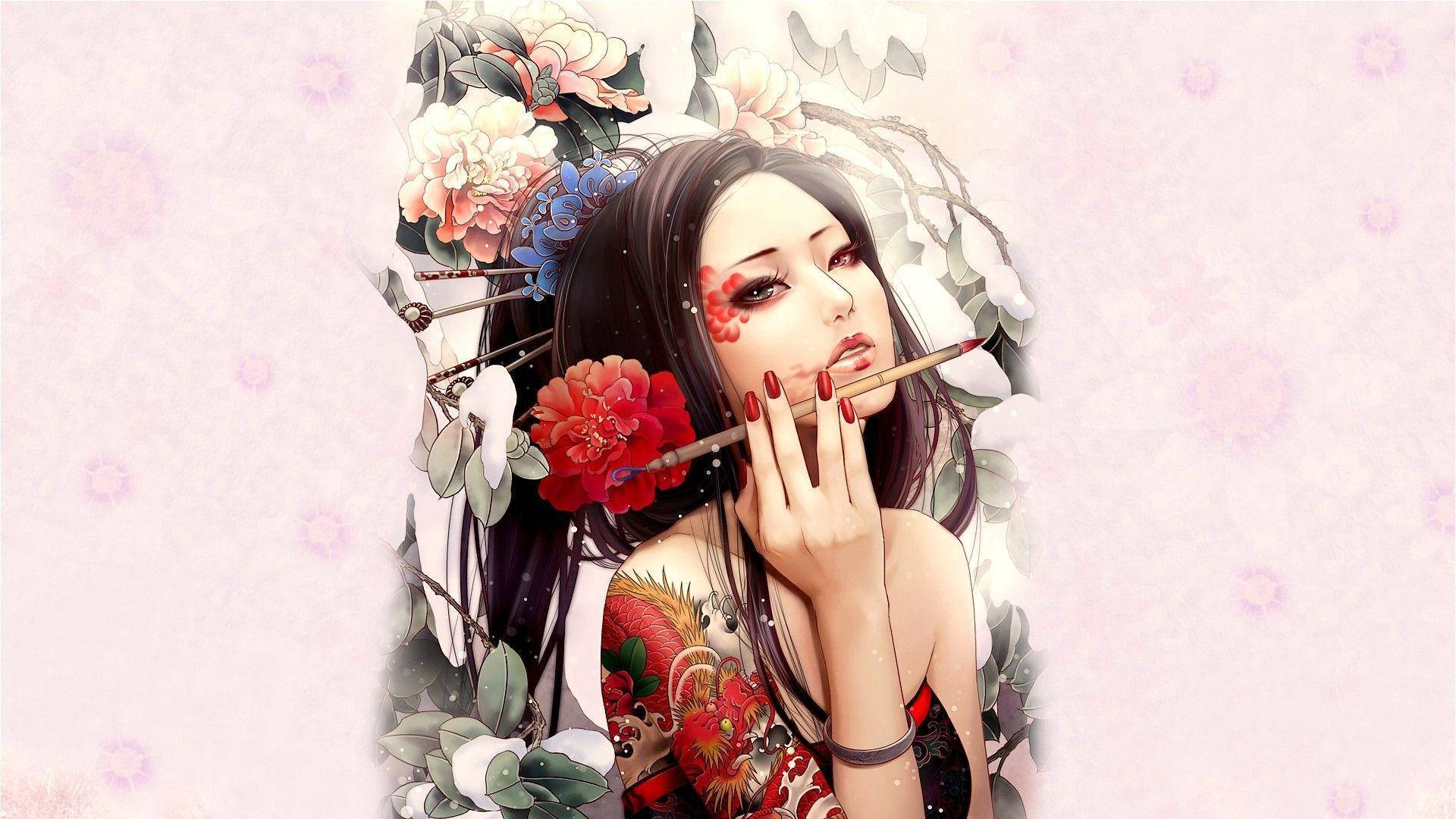 Geisha Hd Tattoo Design