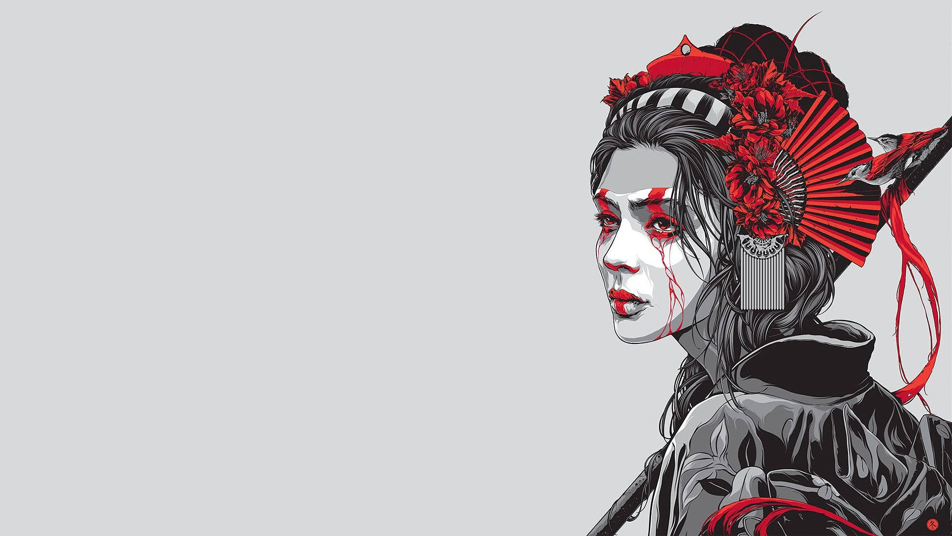 Geisha Red Tears Background