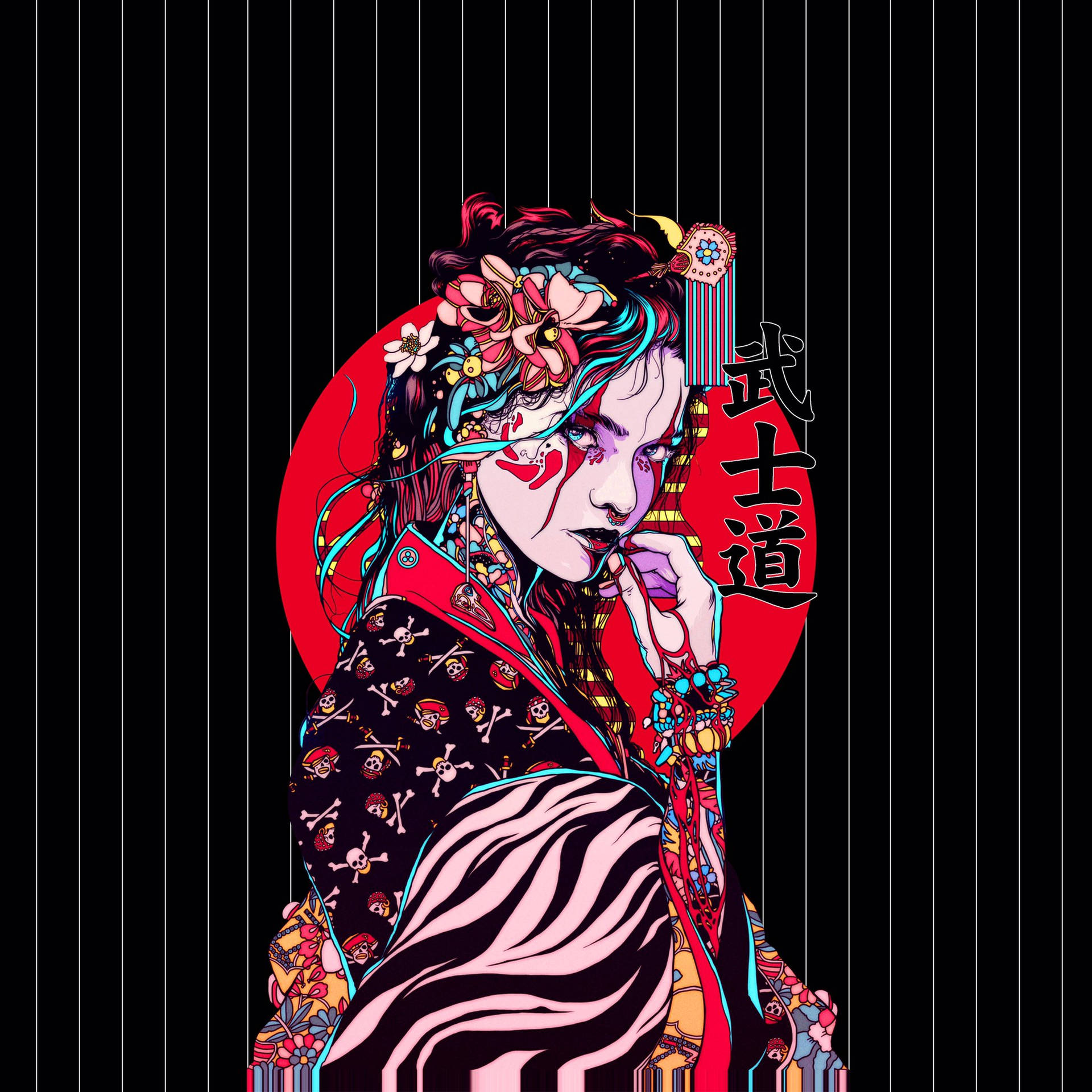 Geisha Striped Background Background