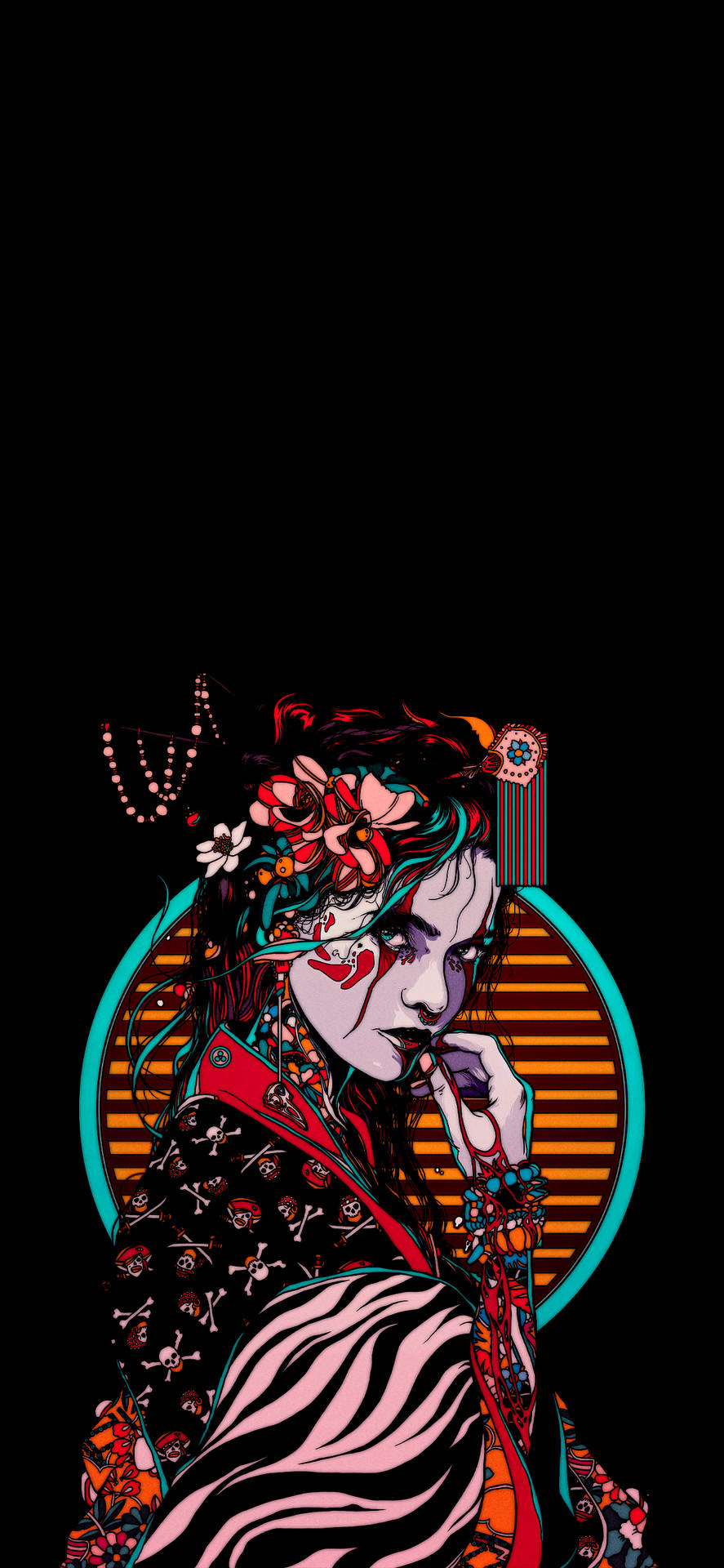 Geisha Vaporwave Portrait