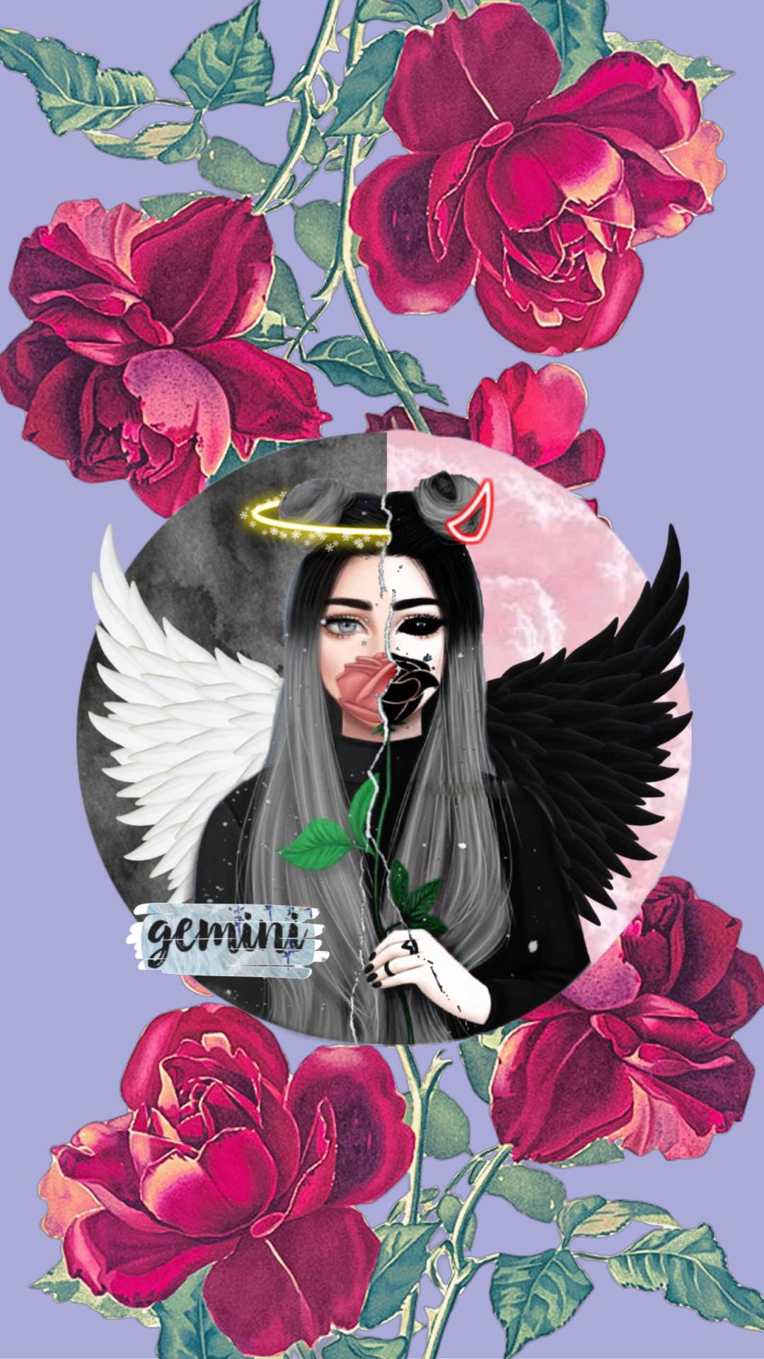 Gemini Black And White Angel Background