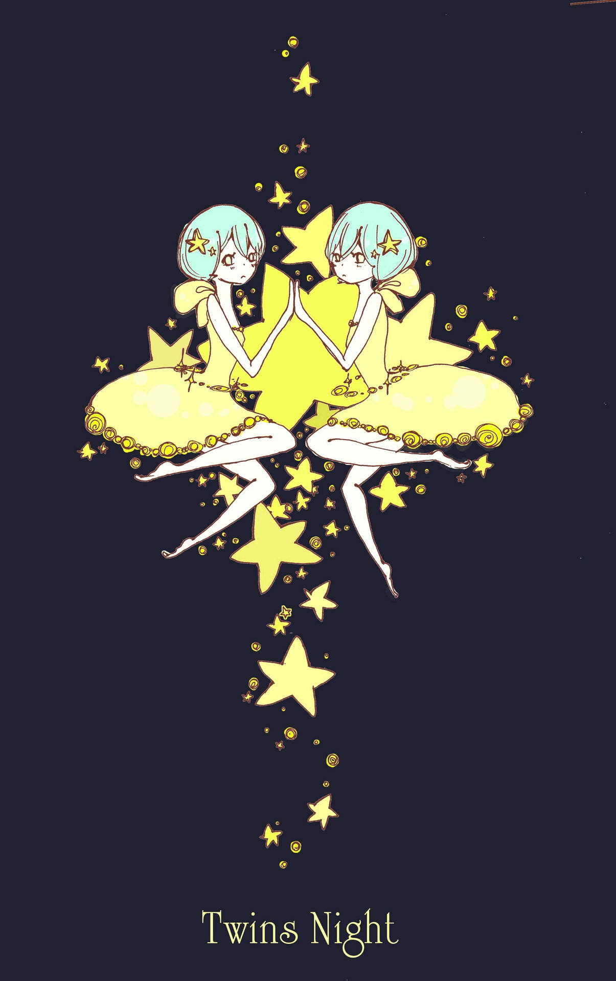 Gemini Twin Girls Yellow Dresses Background