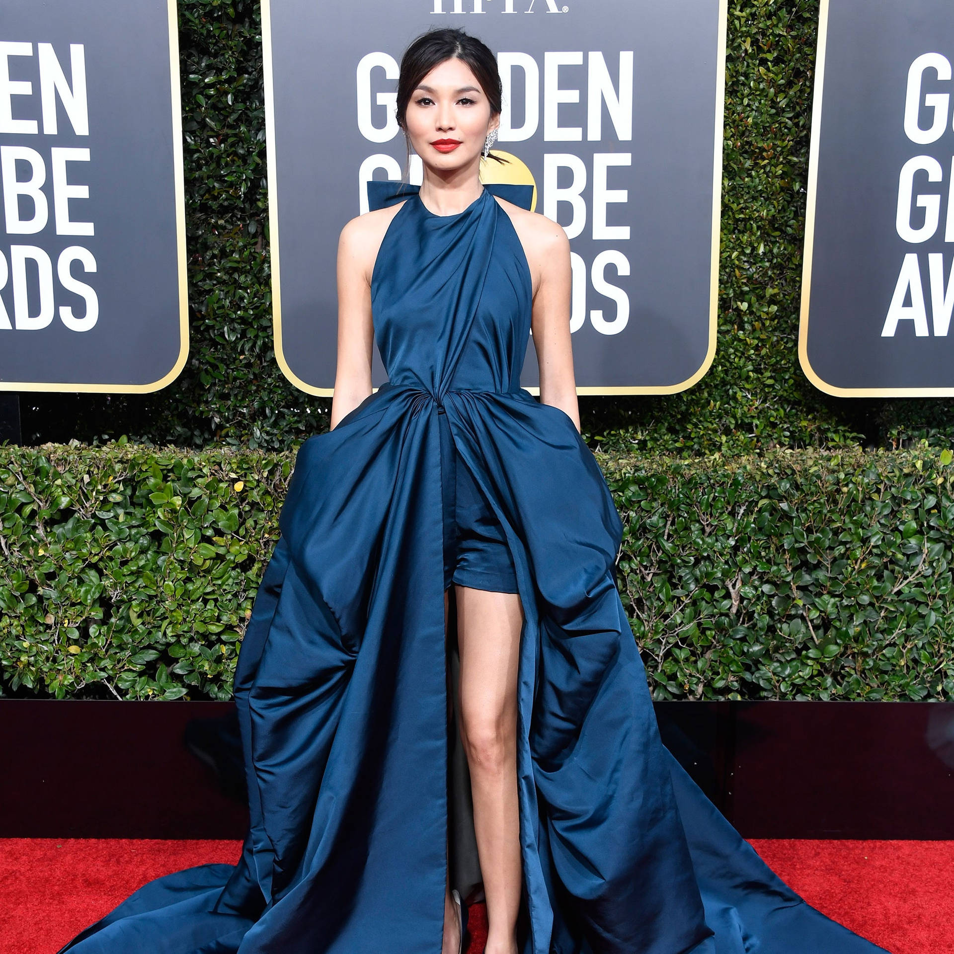 Gemma Chan In Long Gown Background