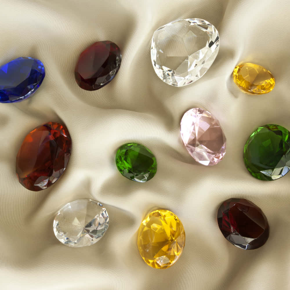 Gemstones On Silk Cloth