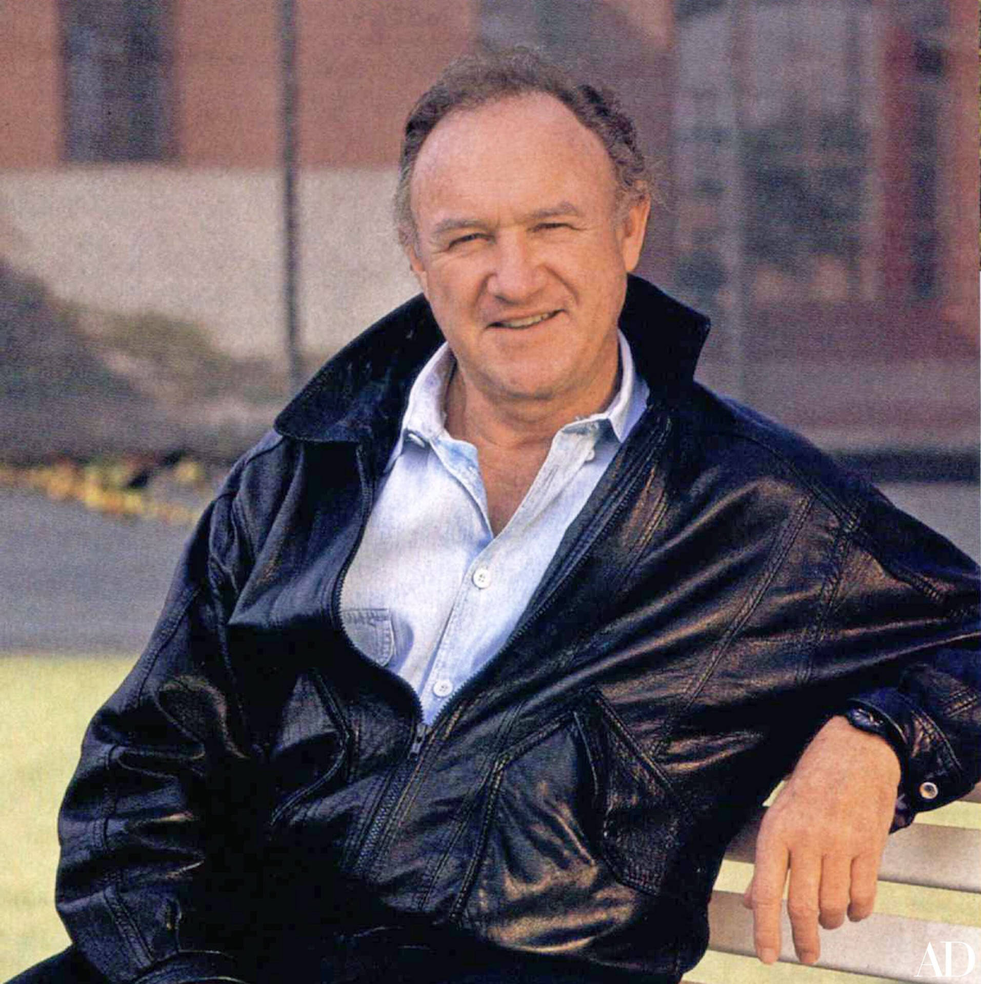 Gene Hackman With Leather Background