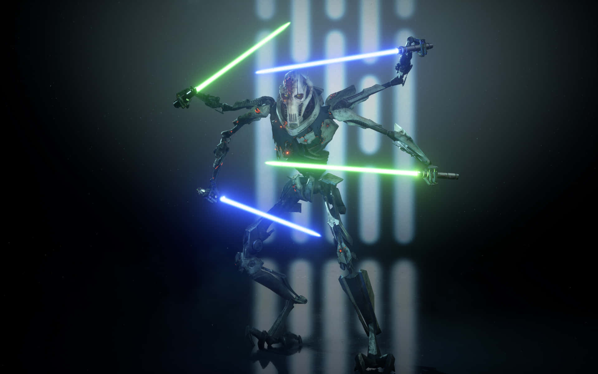 General Grievous Green And Blue Background