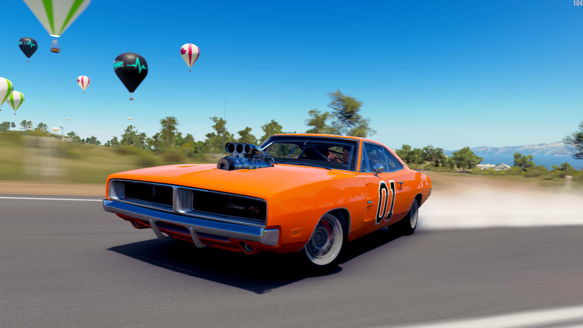 General Lee Car Balloon In The Sky Background