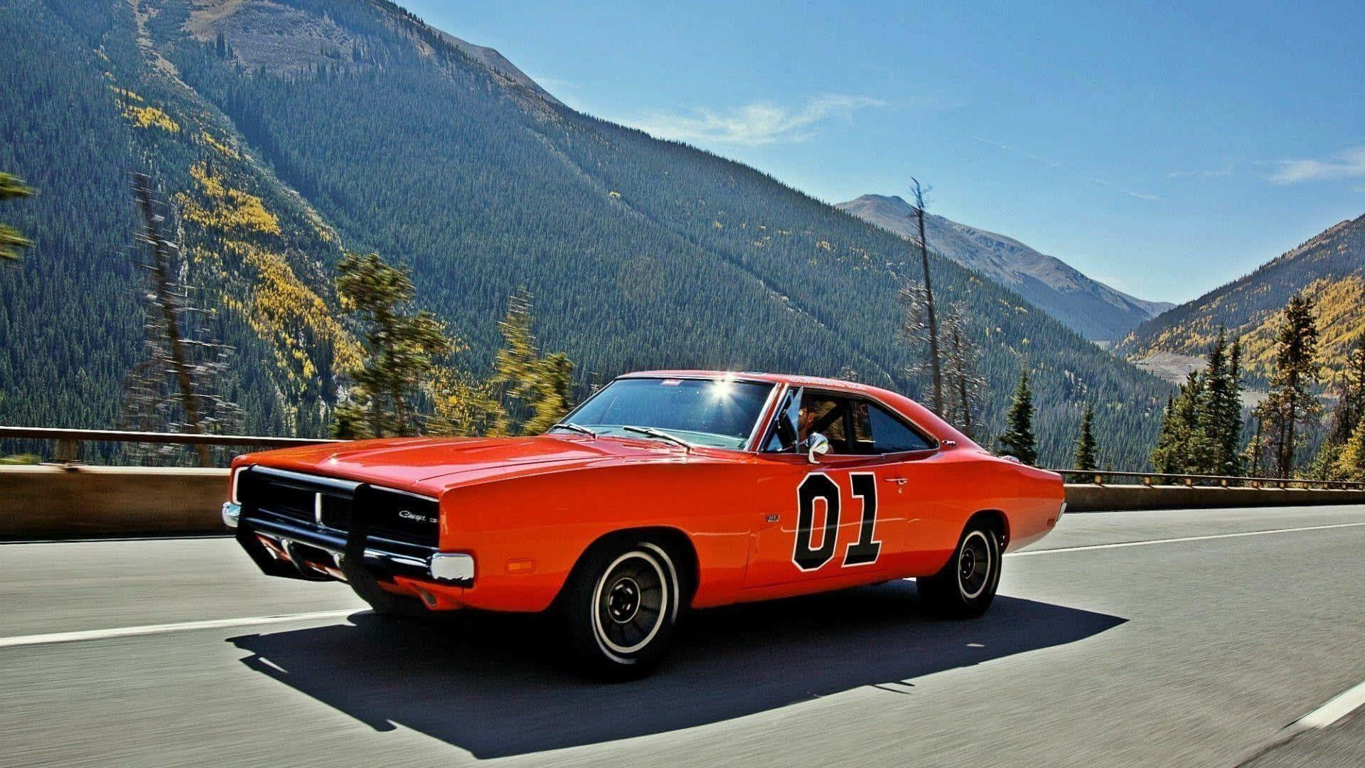 General Lee Car Mountain Road Background