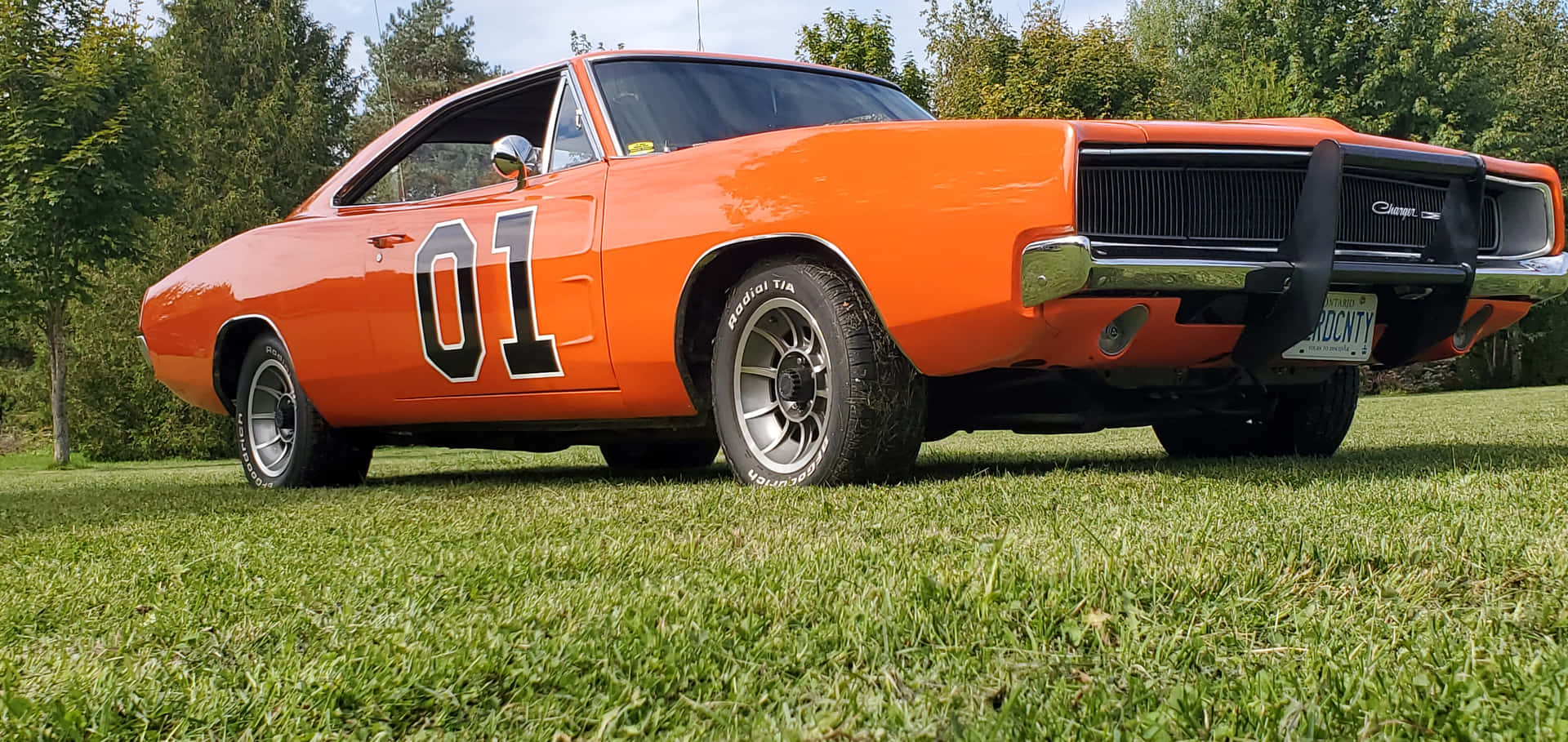 General Lee Car Parked On Grass