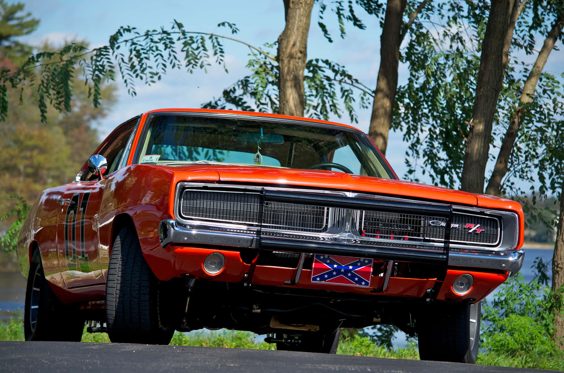 General Lee Car Tree Background Background