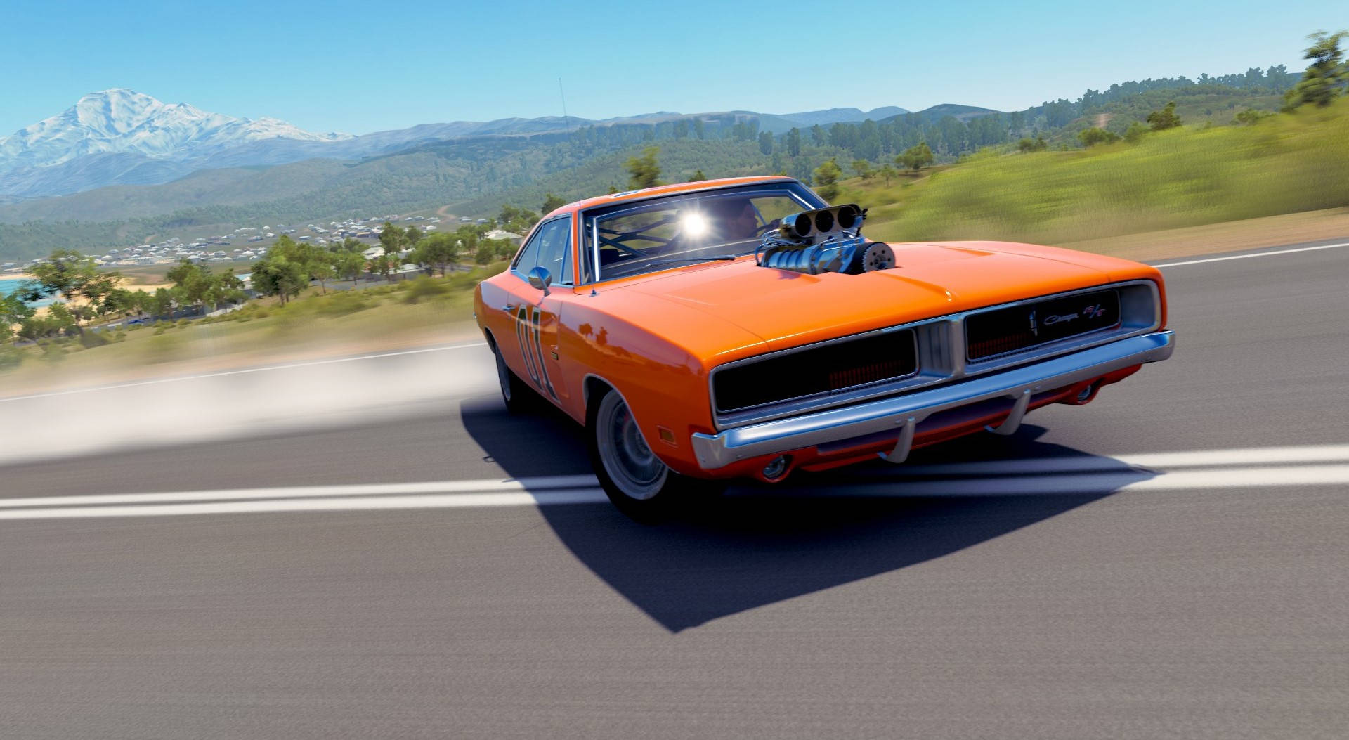 General Lee Drifting On The Road Background