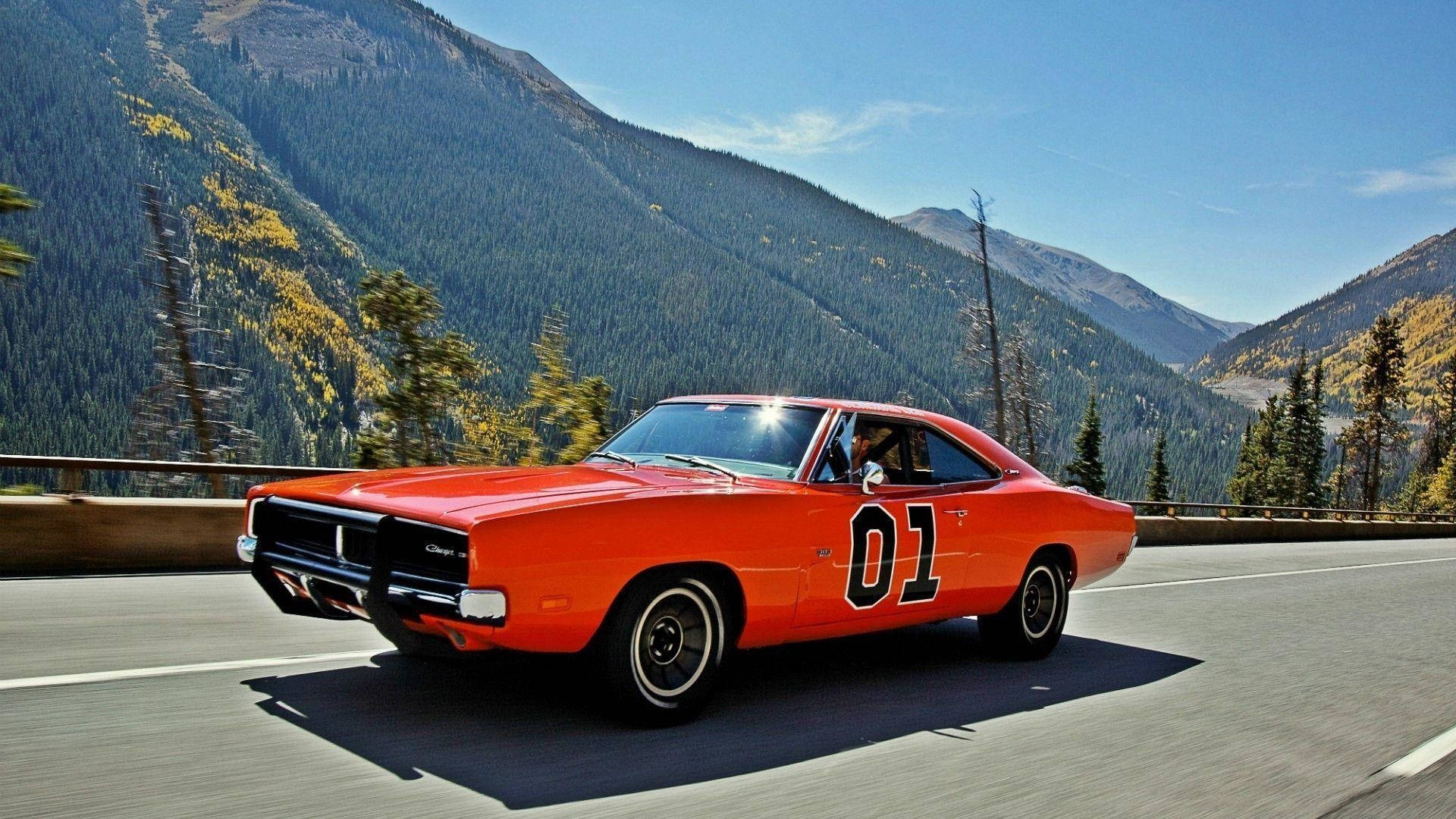 General Lee Running On The Road Background