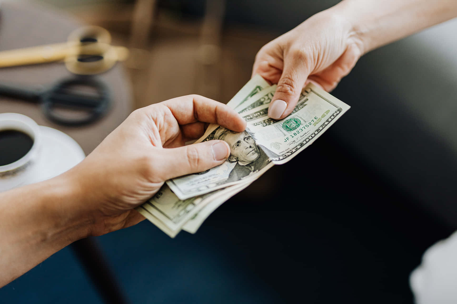 Generous Amount Of Money Given To Another Person Background