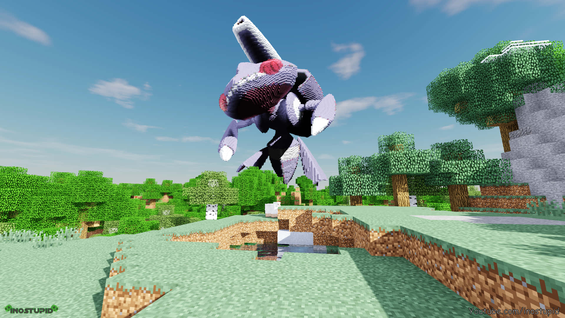 Genesect Pokemon In Minecraft Game Background