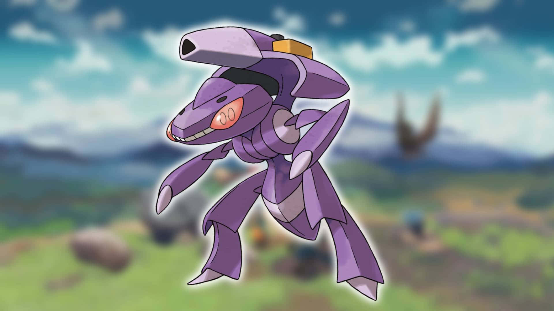 Genesect With Nature Landscape Background Background