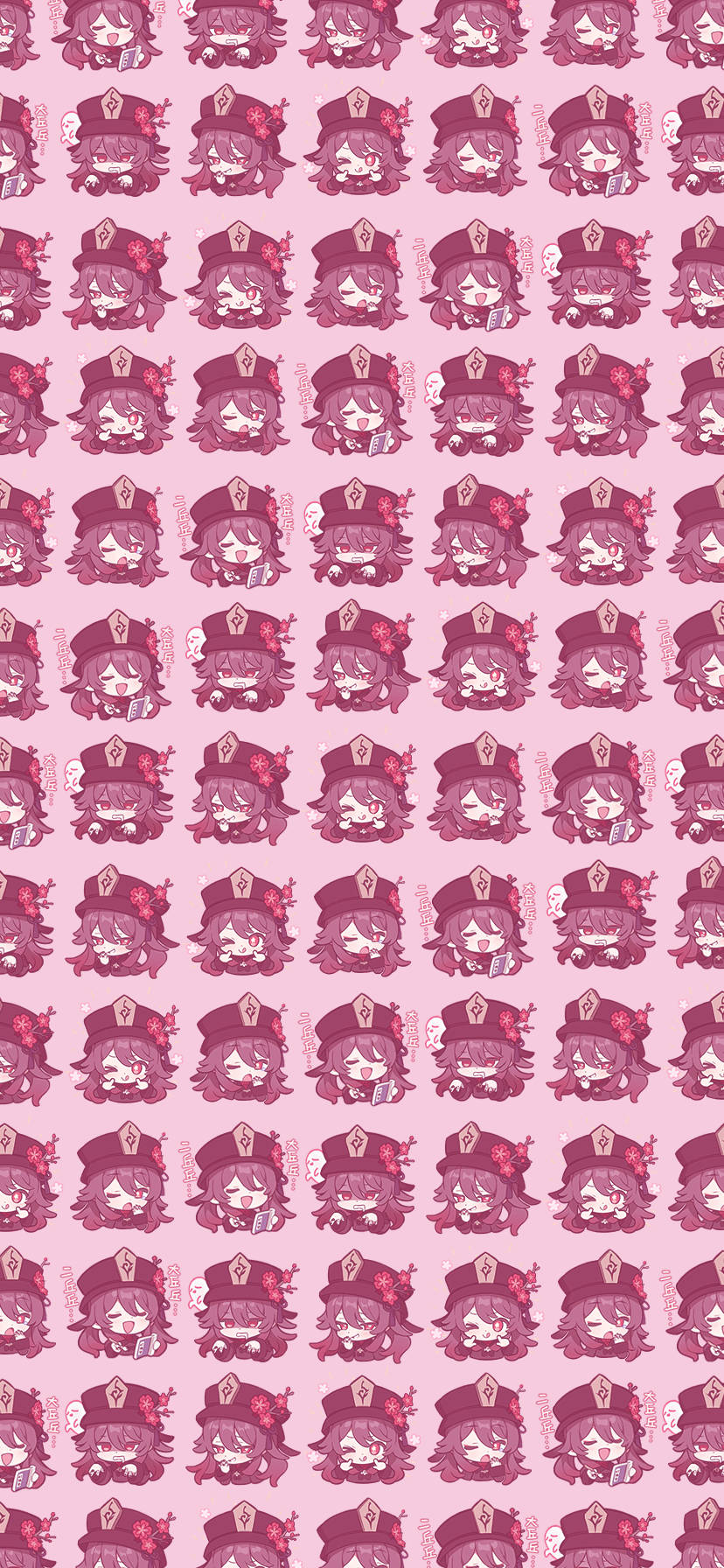 Genshin Impact Hu Tao Pink Pattern Background