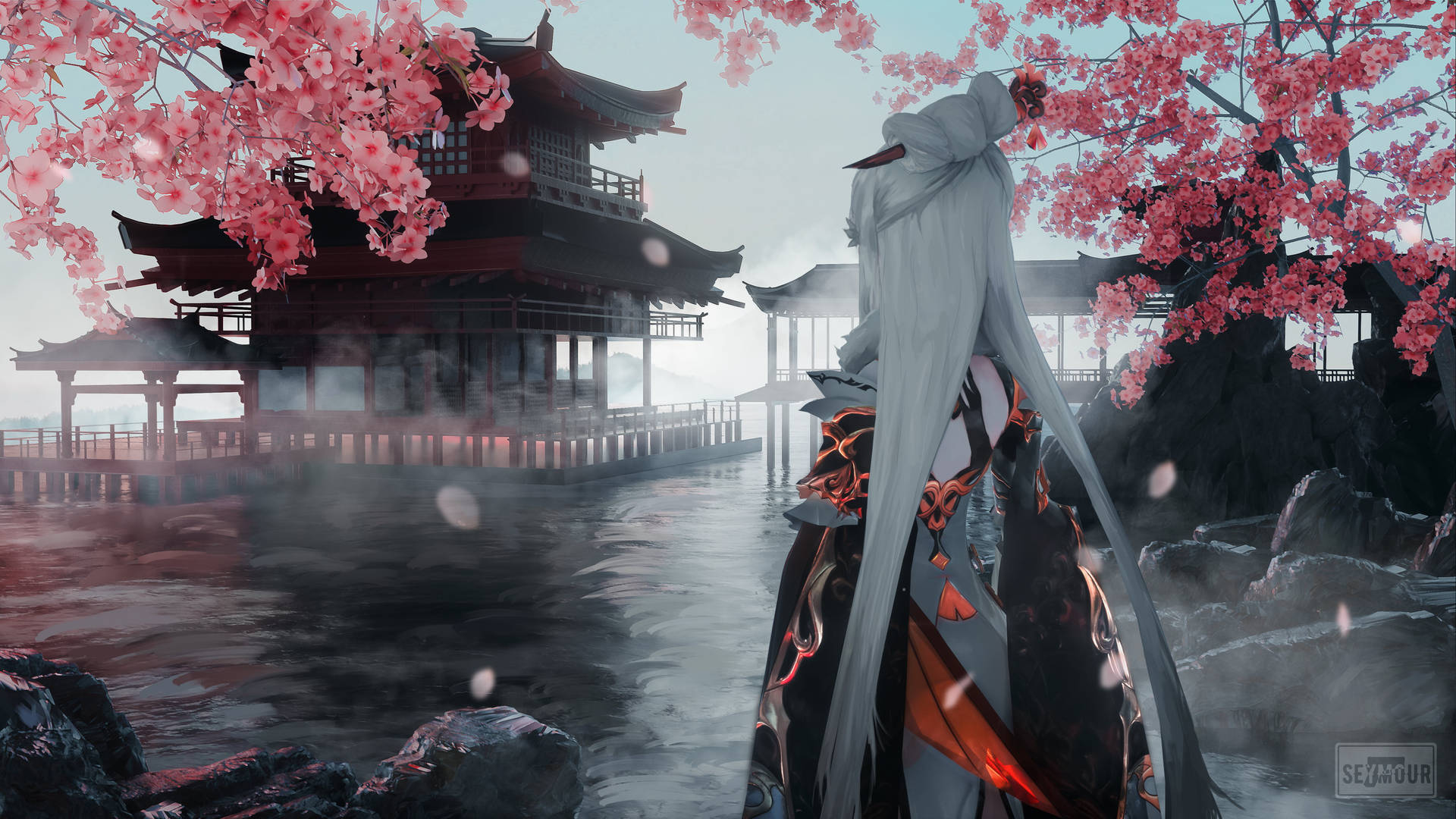 Genshin Impact Ningguang Cherry Blossom Background