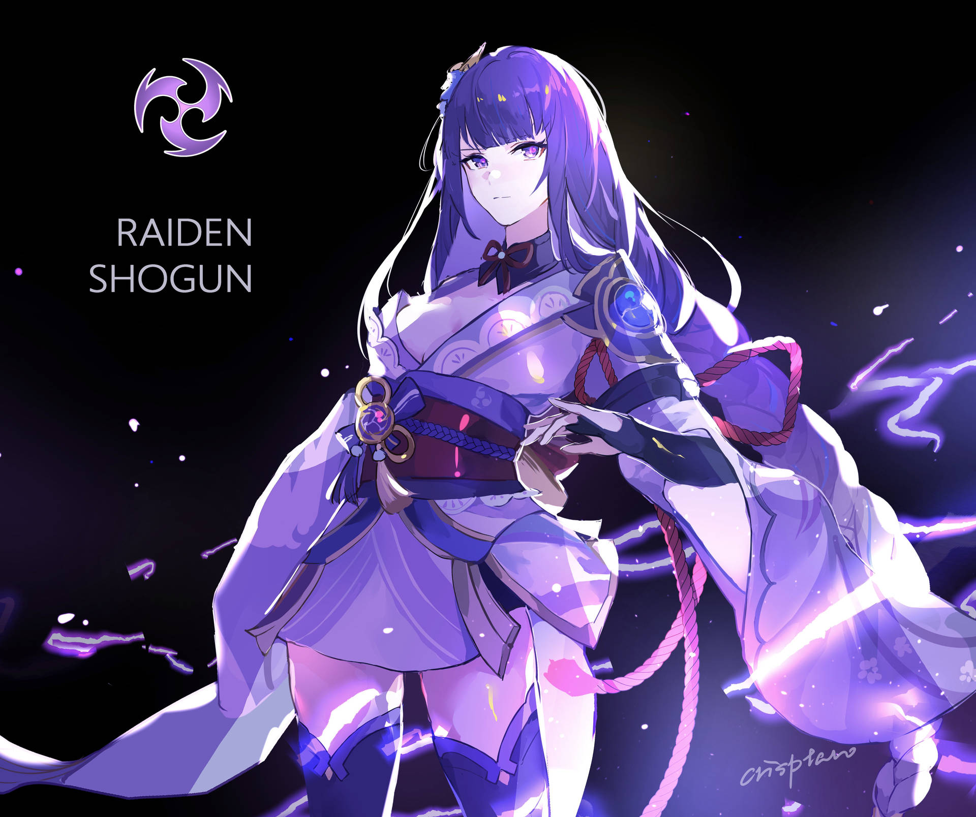 Genshin Impact Raiden Shogun Pose Background