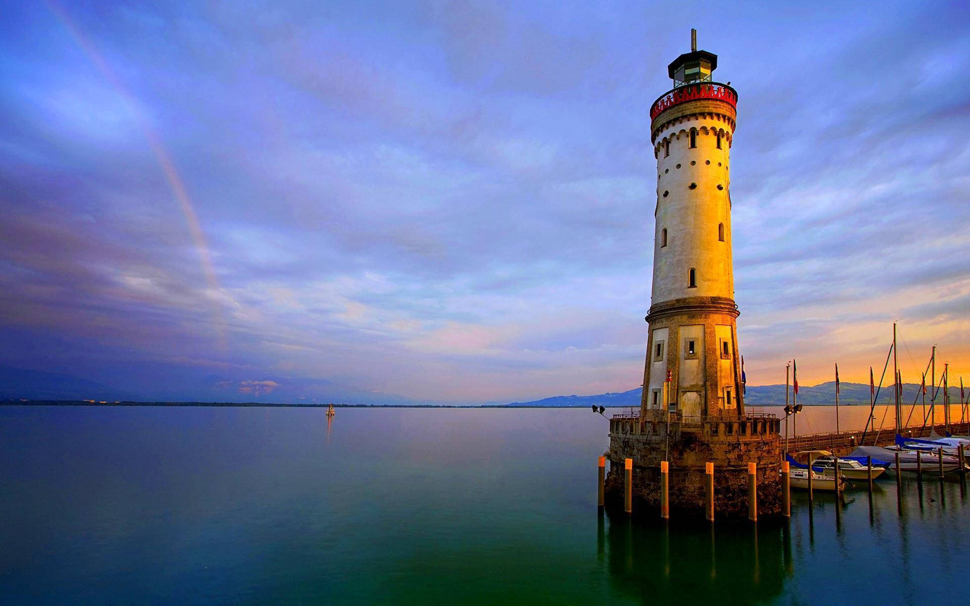 Gentle Sunset Lighthouse Background