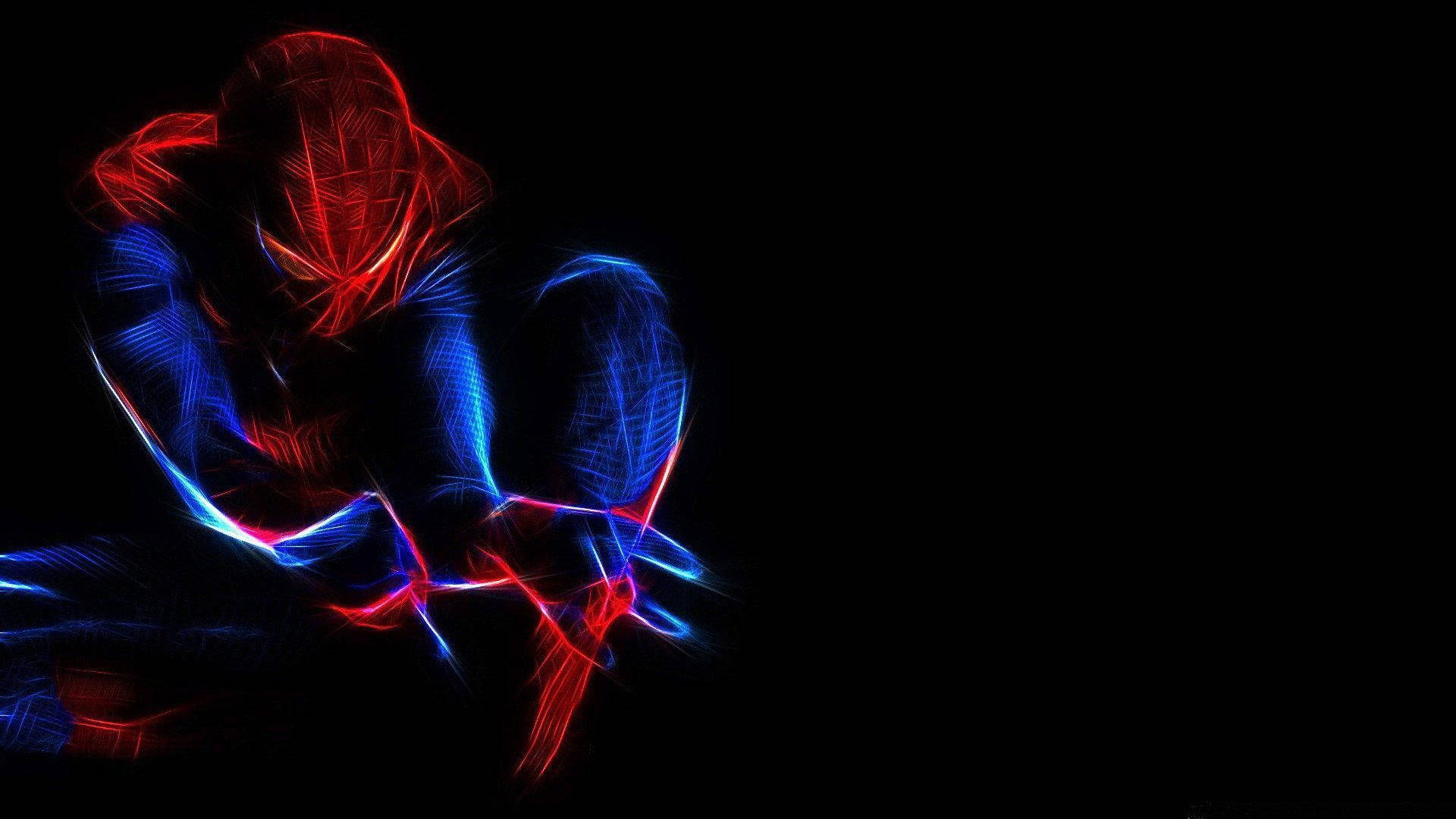 Genuine Spider-man In Neon Lights Background