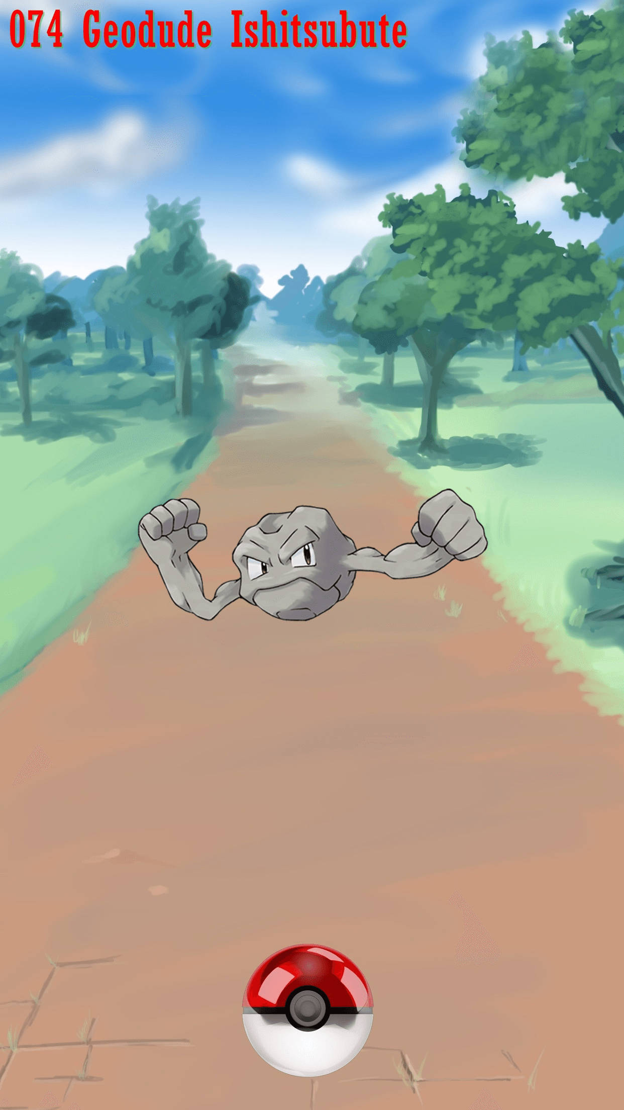 Geodude Pokemon With Poke Ball Background