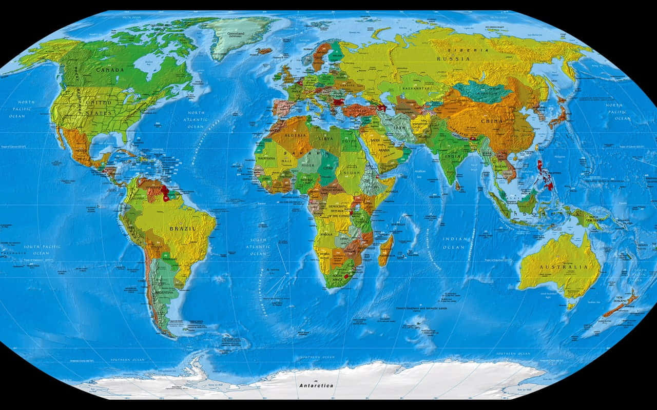 Geographical Structure Of Earth On Globe Map Background