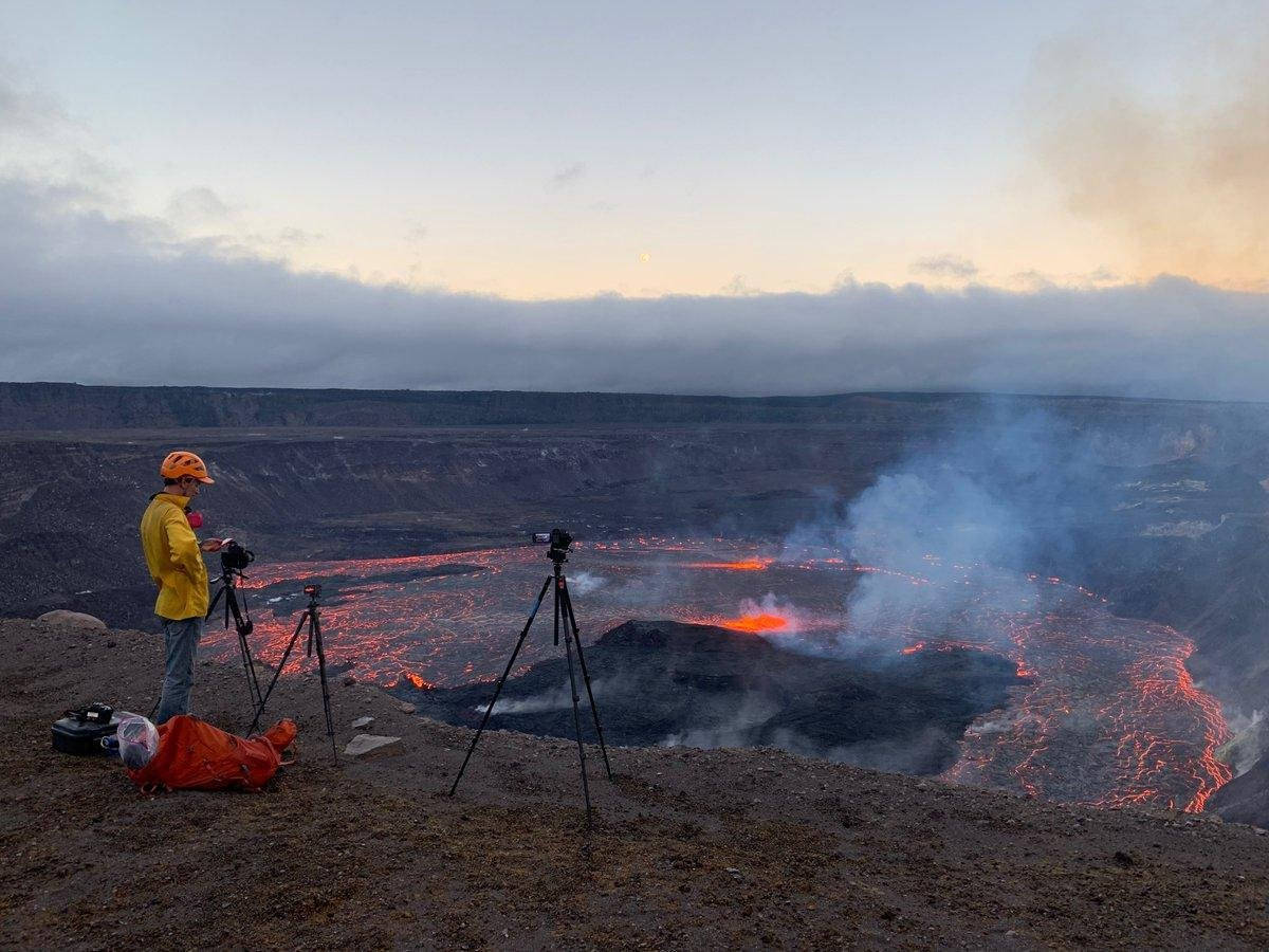 Geologist At Kilauea Volcano