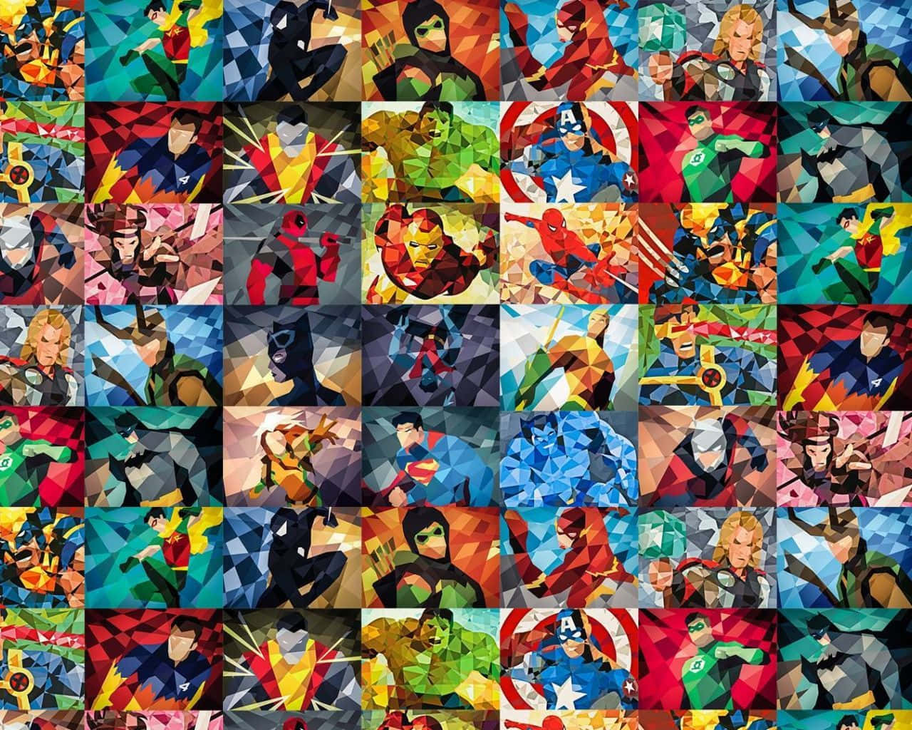 Geometric Art Superhero Collage Background