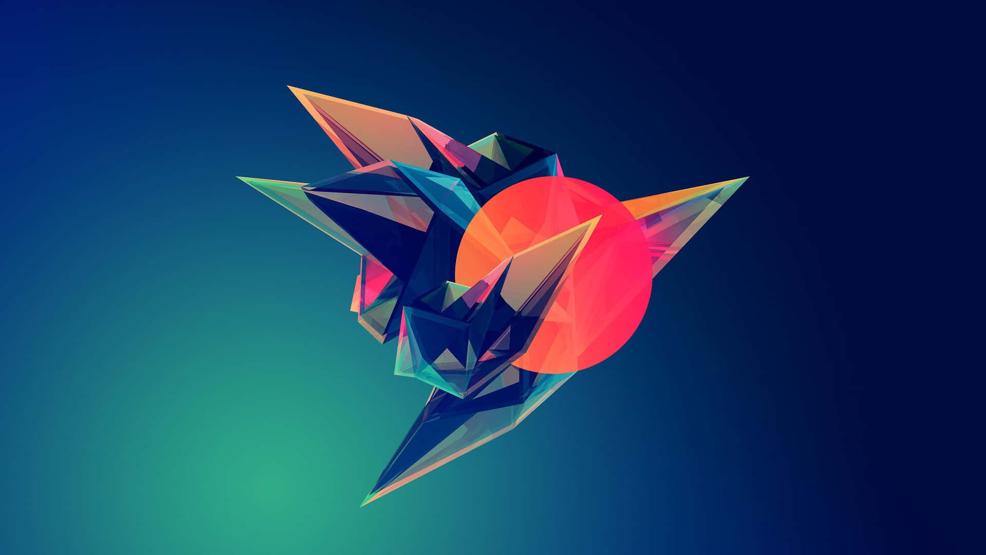 Geometric Desktop Background Featuring Blue And Gold Shapes Background