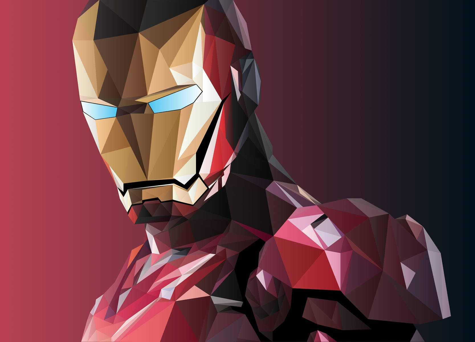 Geometric Digital Art Iron Man Superhero Background