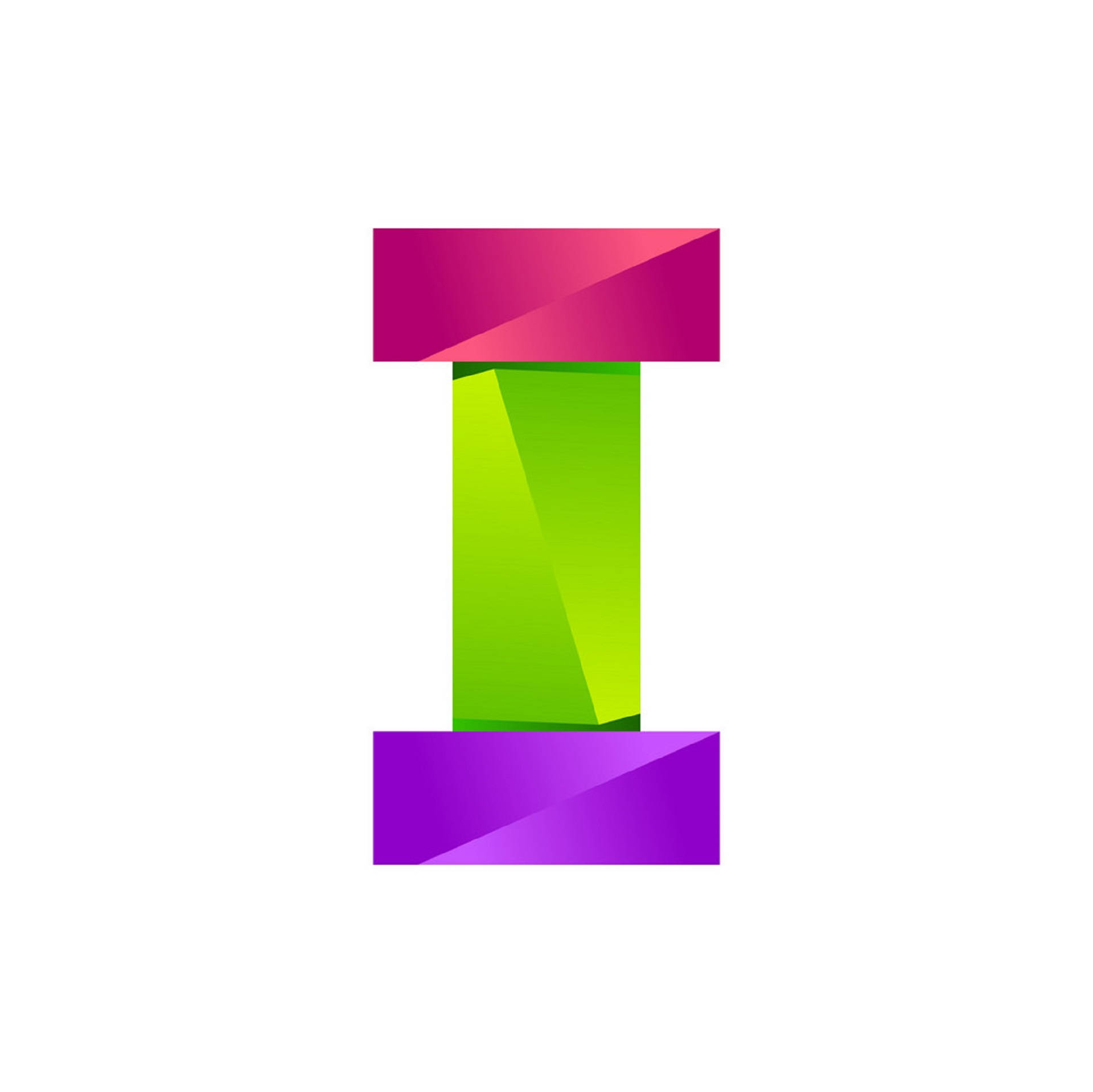 Geometric Letter I In White Background
