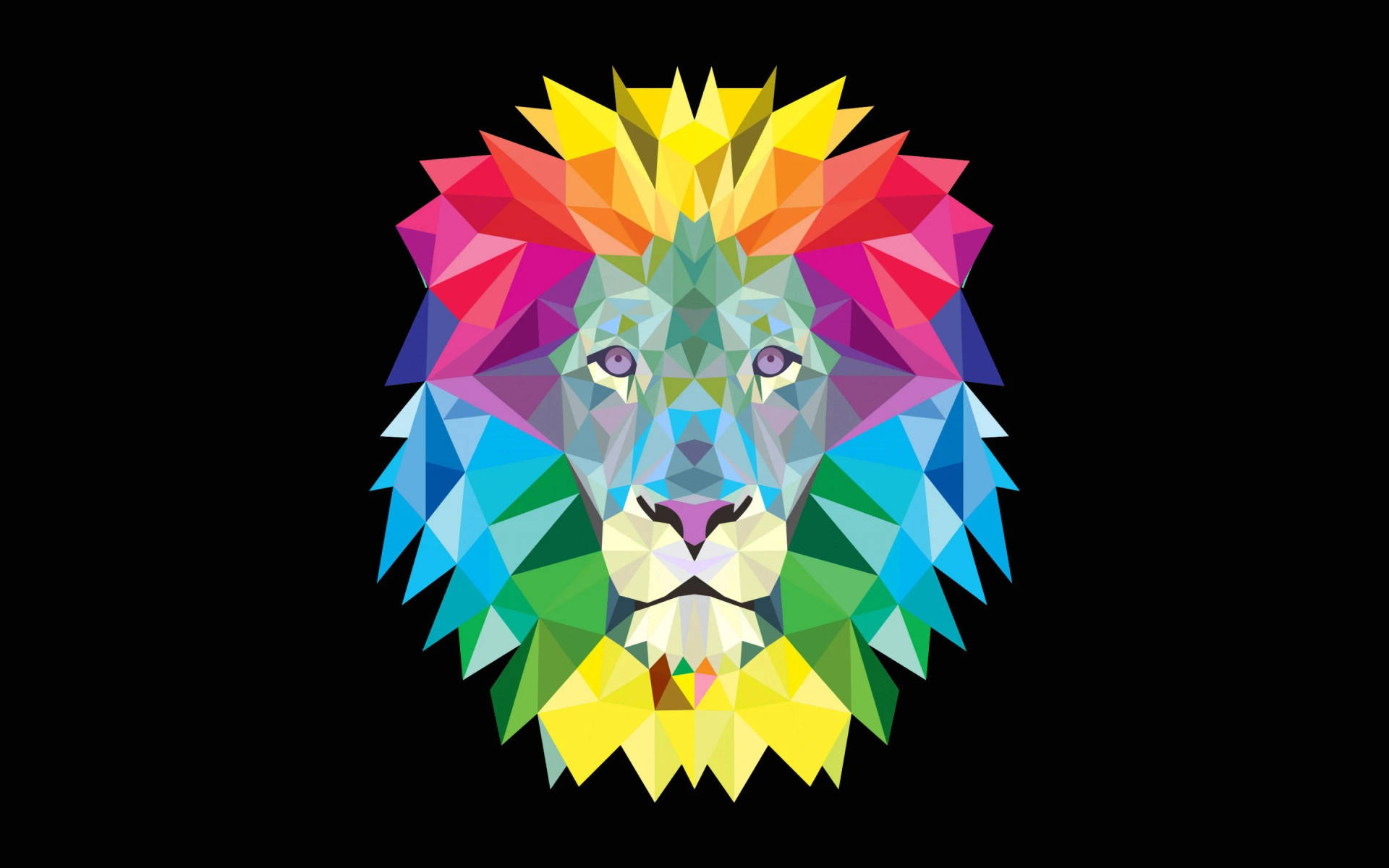 Geometric Rainbow Lion Head Background