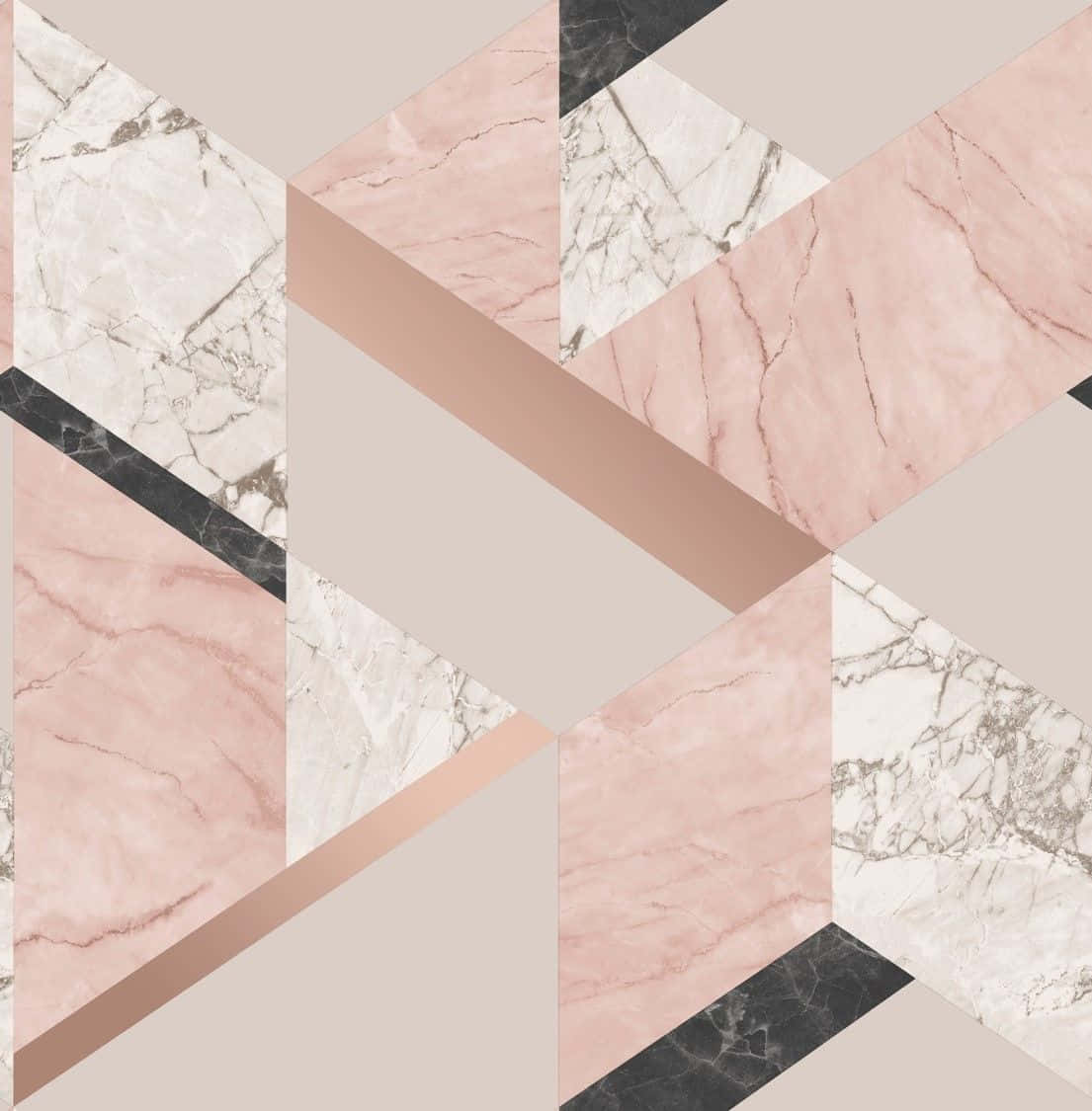 Geometric Rose Gold Black Marble Background