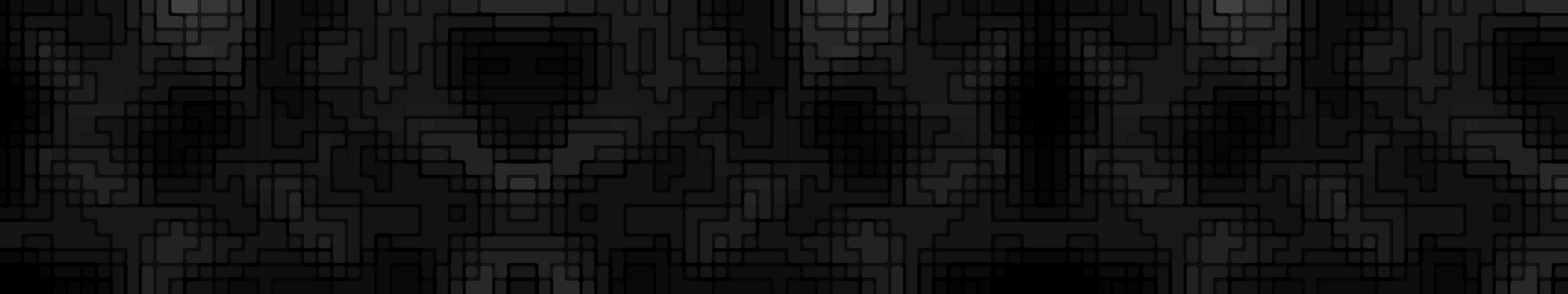 Geometric Window Pattern Dark Triple Monitor