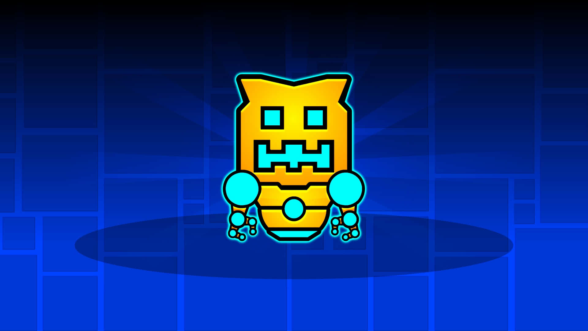 Geometry Dash Gold Character In Armor Background