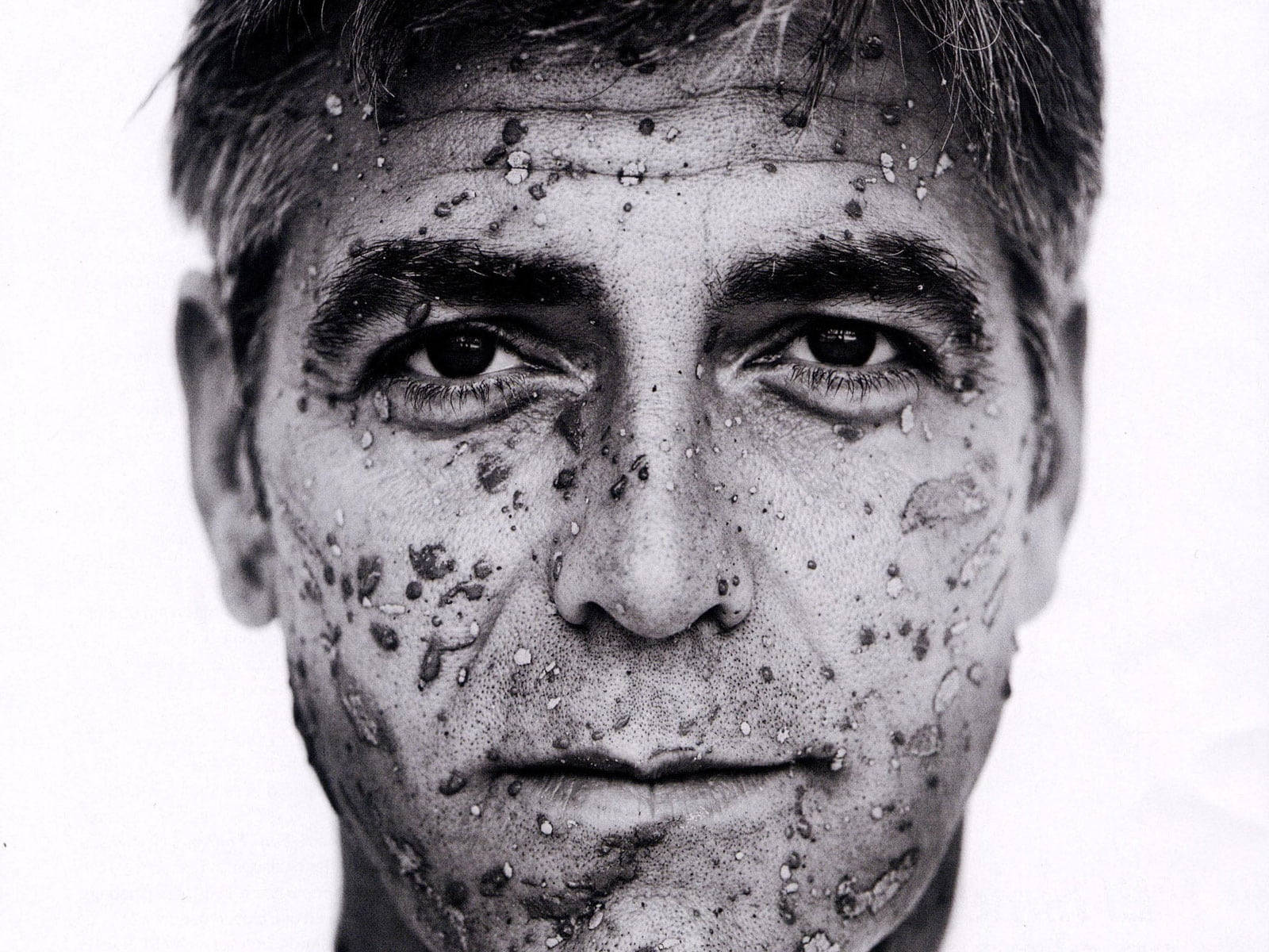 George Clooney Black And White Face Photo