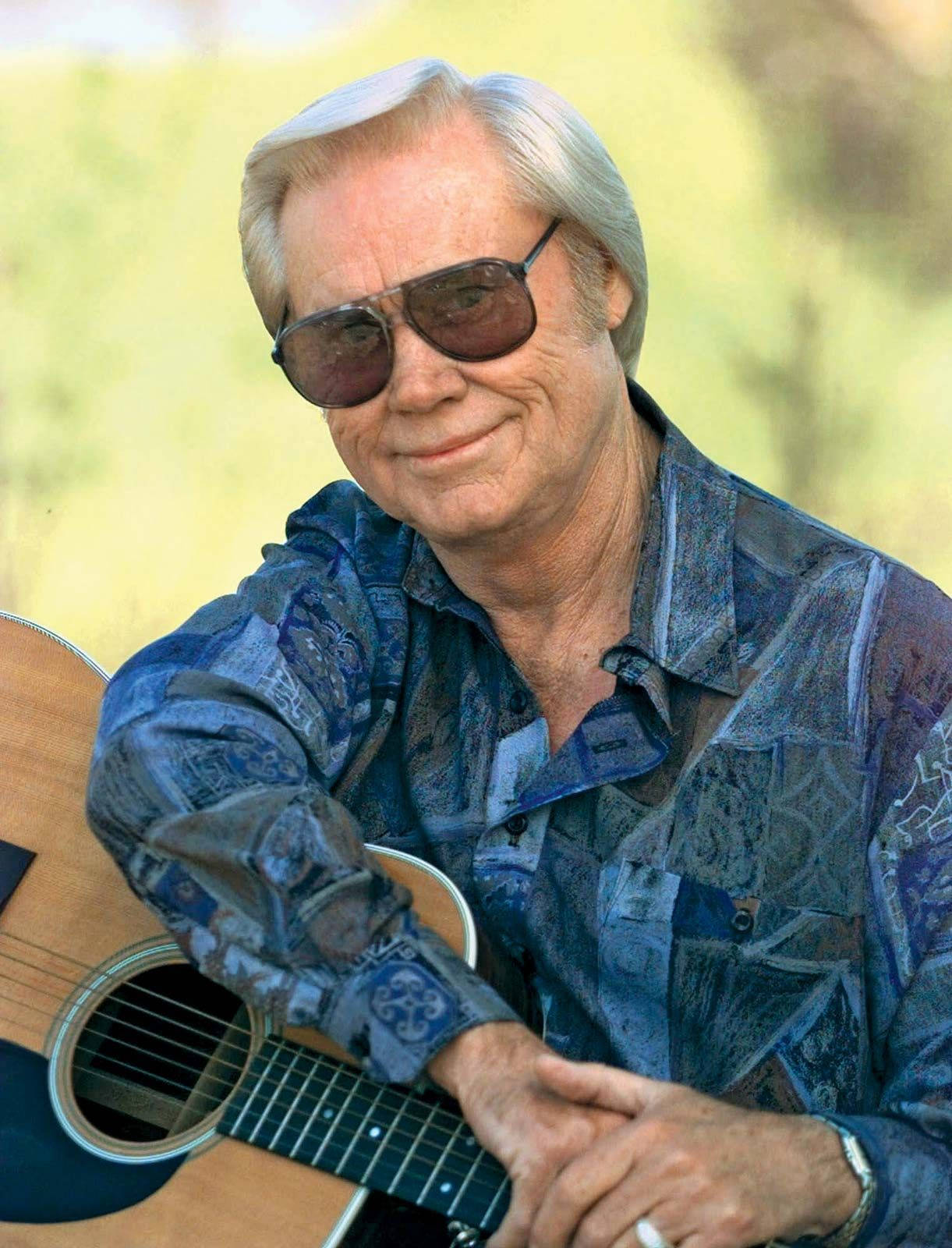 George Jones Holding Guitar Photography Background